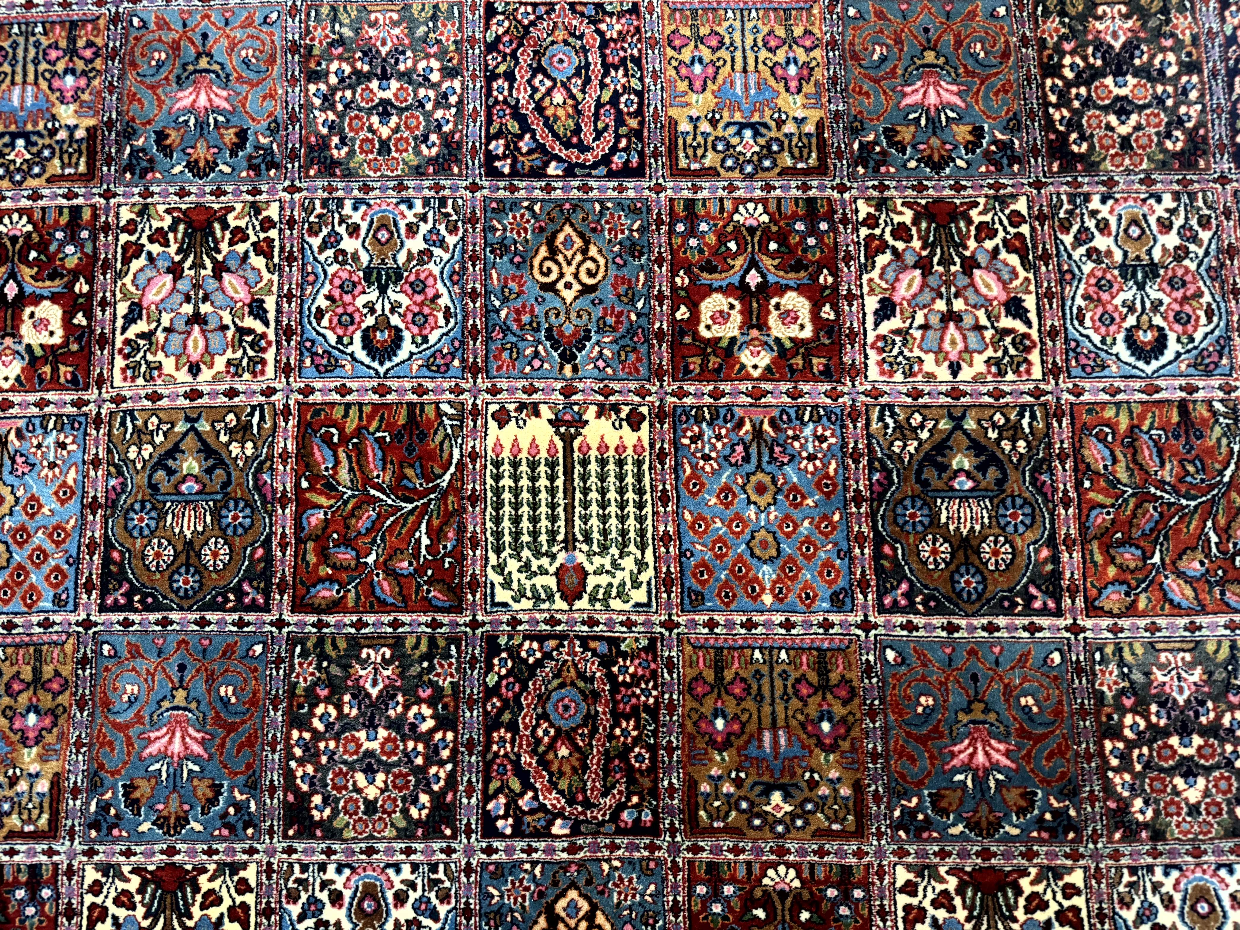Wonderful Persian Qum Rug 10x13, Panel Design, Fine 260 KPSI, Signed, Red Multicolor - Jewel Rugs