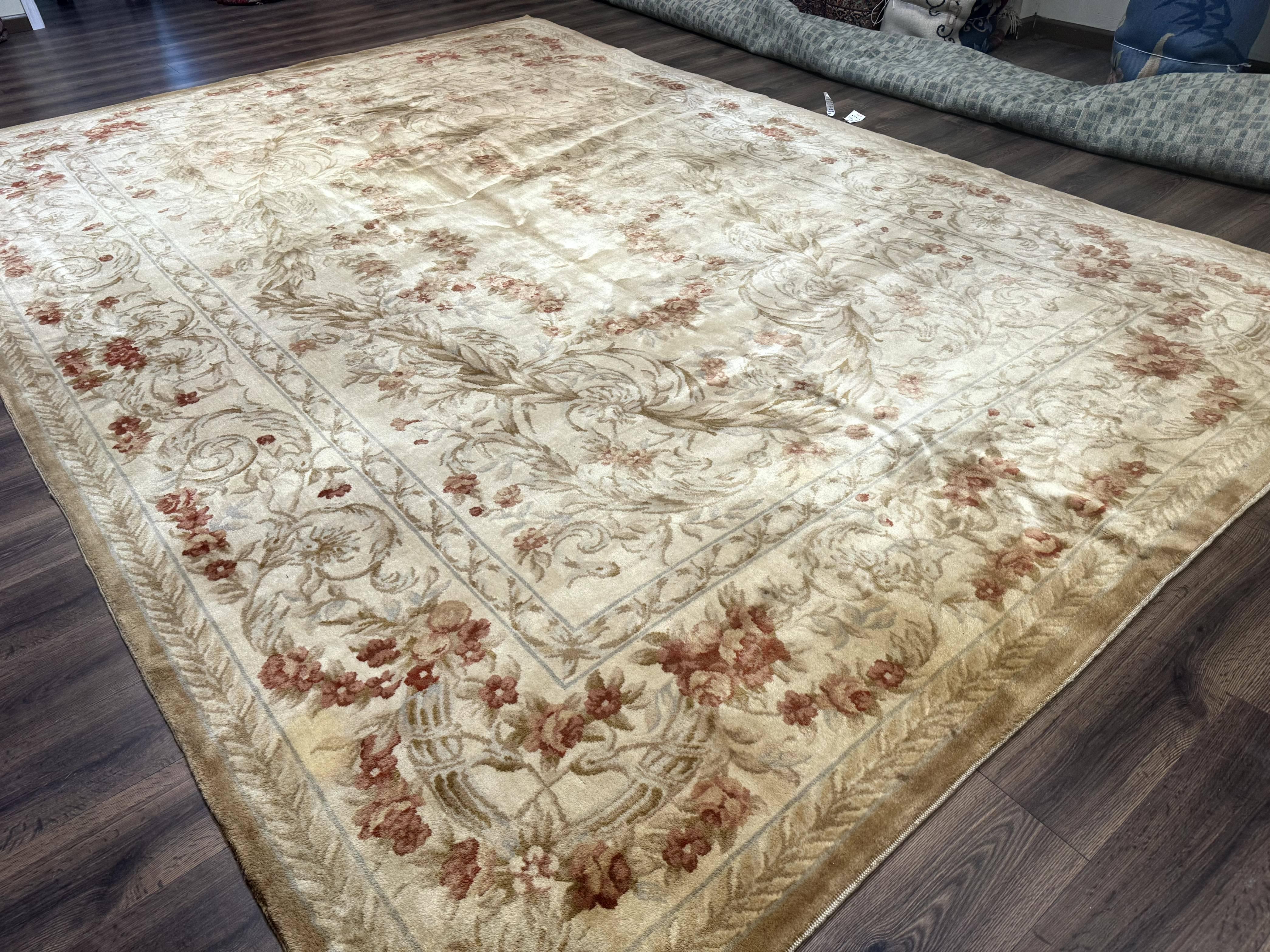 Chinese Aubusson Wool Rug 10x14, European Design, Thick Wool Pile - Jewel Rugs