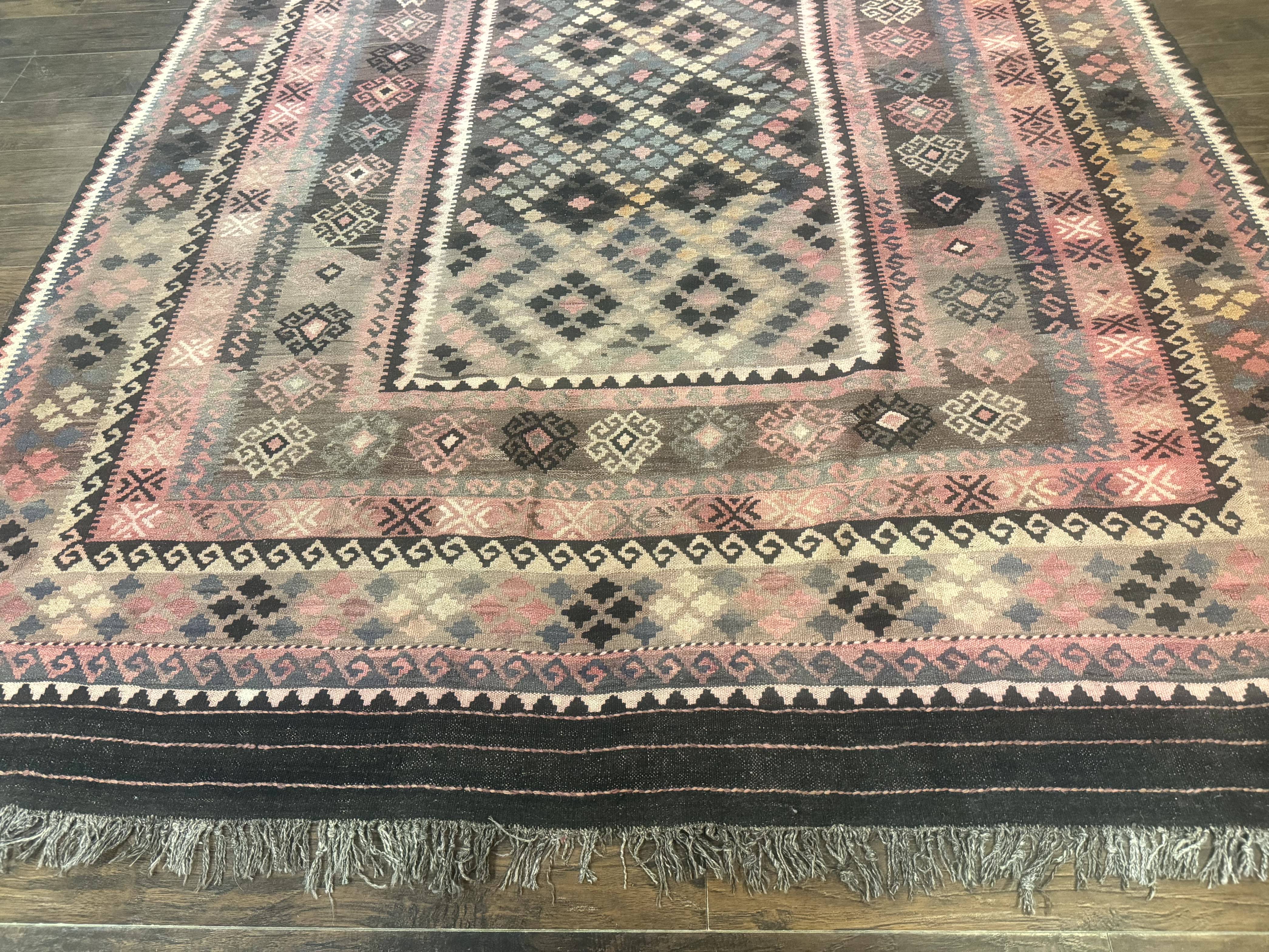 Persian Kurdish Kilim Rug 8x10, Large Flatweave Tribal Bohemian Rug, Vintage Zarand Kilim - Jewel Rugs