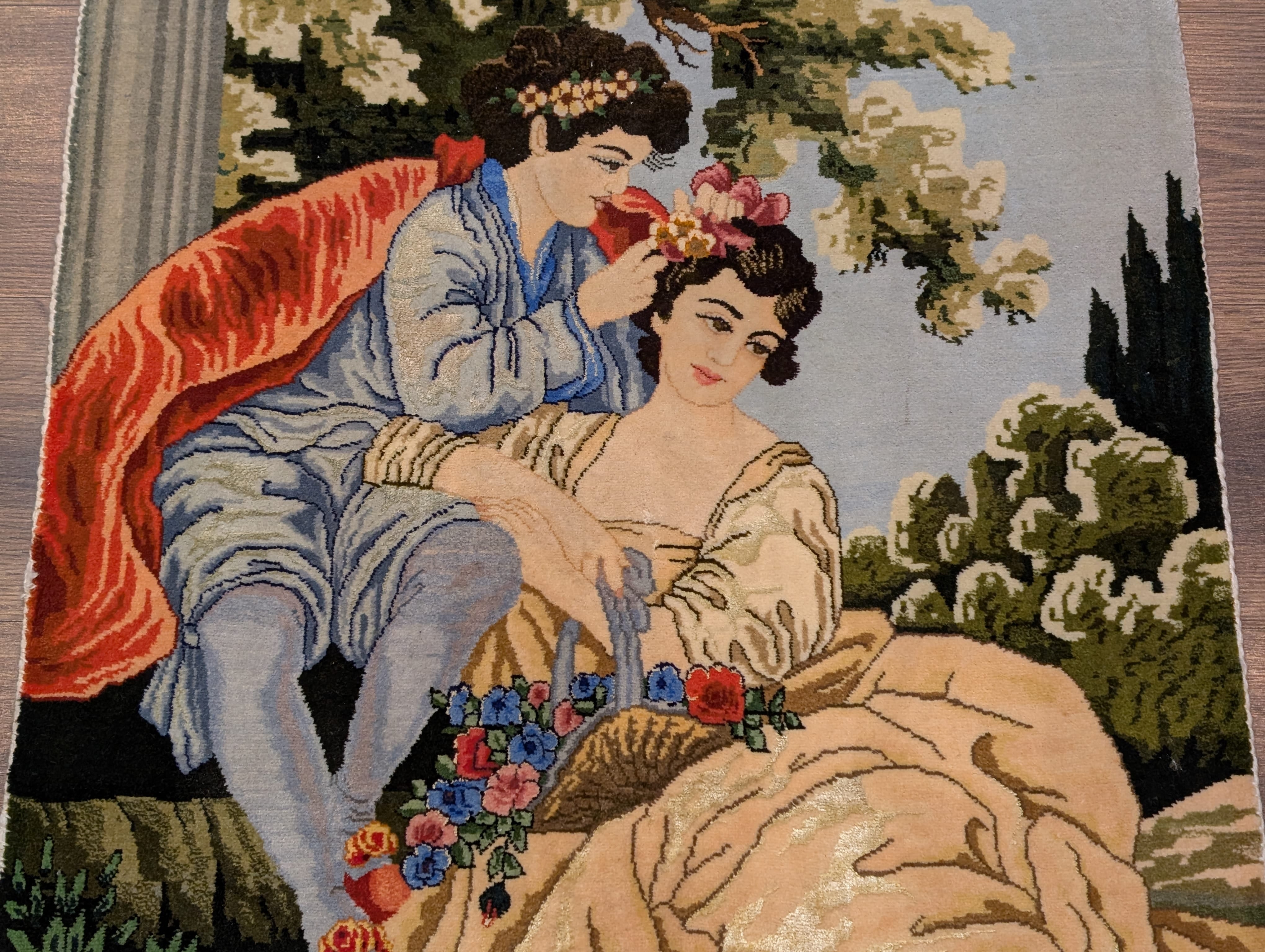 Persian Pictorial Rug 2x3, Lovers, Very Fine 400 KPSI, Tabriz Rug - Jewel Rugs