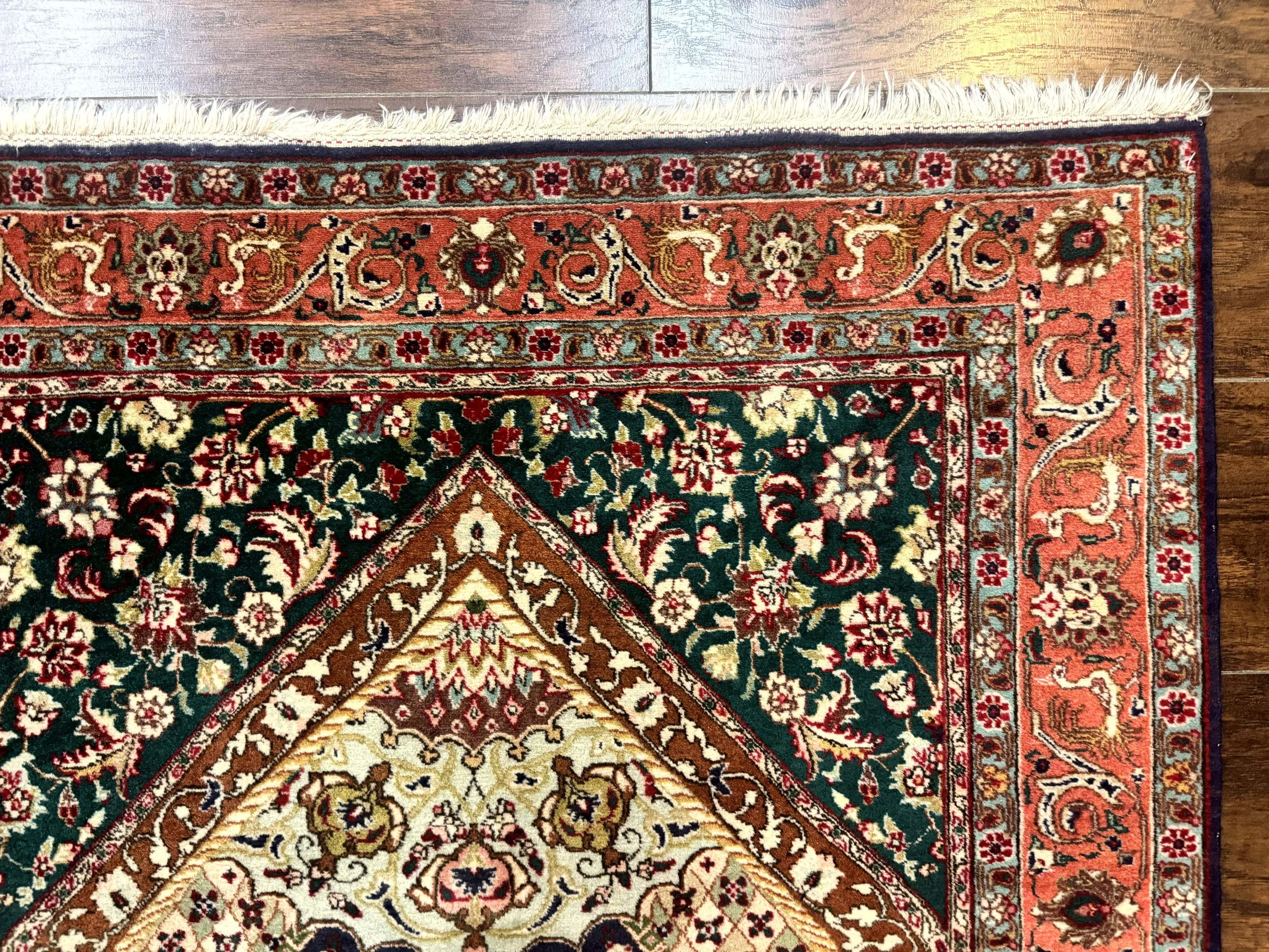 Persian Tabriz Rug 3x4, Navy Blue, Birds, Floral, Prayer Rug, Handmade Wool Rug, Finely Hand Knotted 325 KPSI - Jewel Rugs