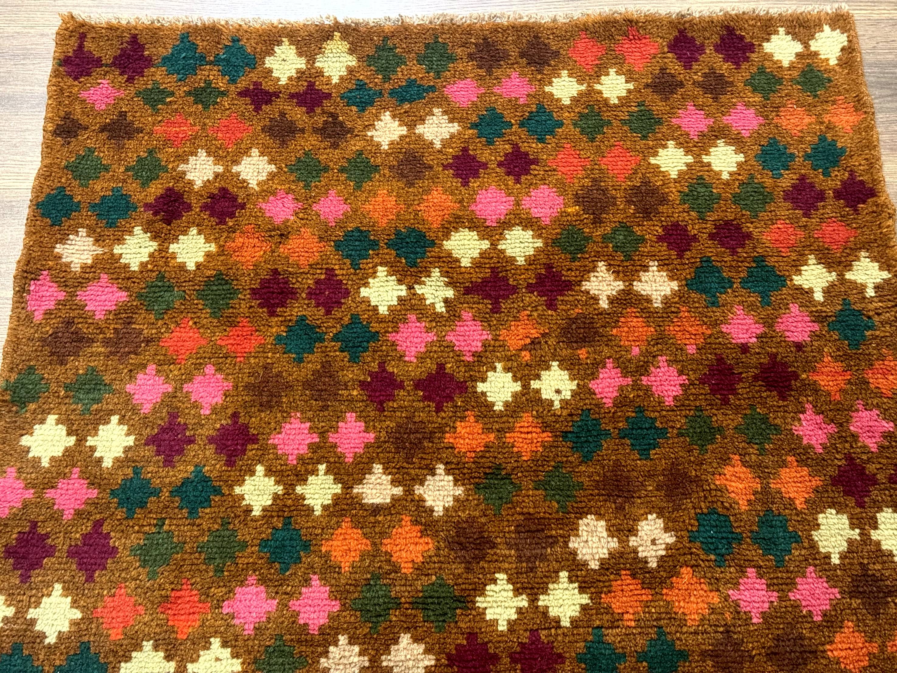 Colorful Afghan Balouch Rug 3x4, Vintage Handmade Wool Carpet - Jewel Rugs