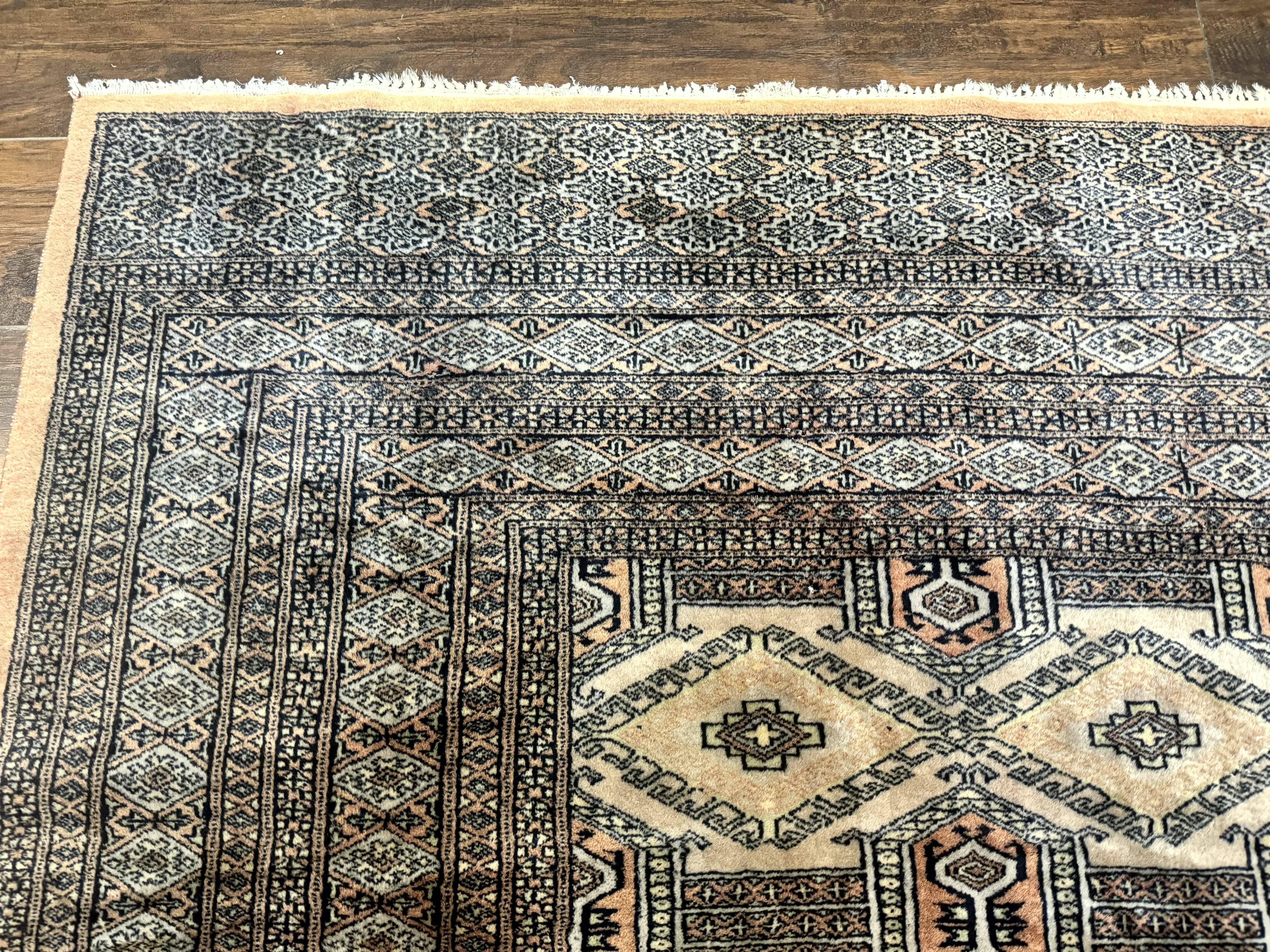Turkoman Bokhara Rug 8x11, Camel Hair Color, Handmade Vintage Wool Pakistani Carpet - Jewel Rugs