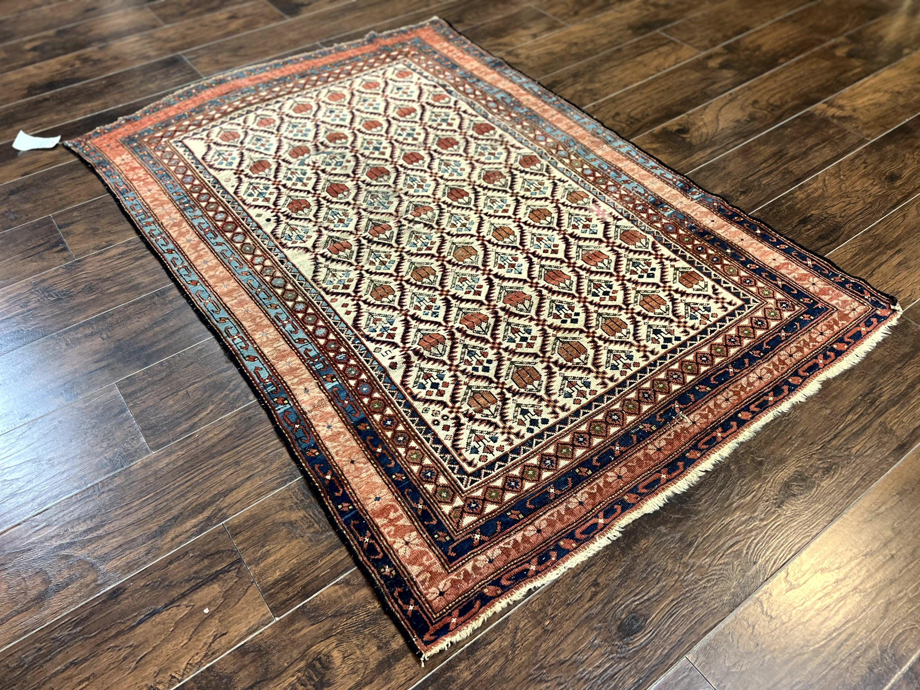 Antique Caucasian Rug 4x6, Hand Knotted Wool Carpet, Shirvan Rug - Jewel Rugs