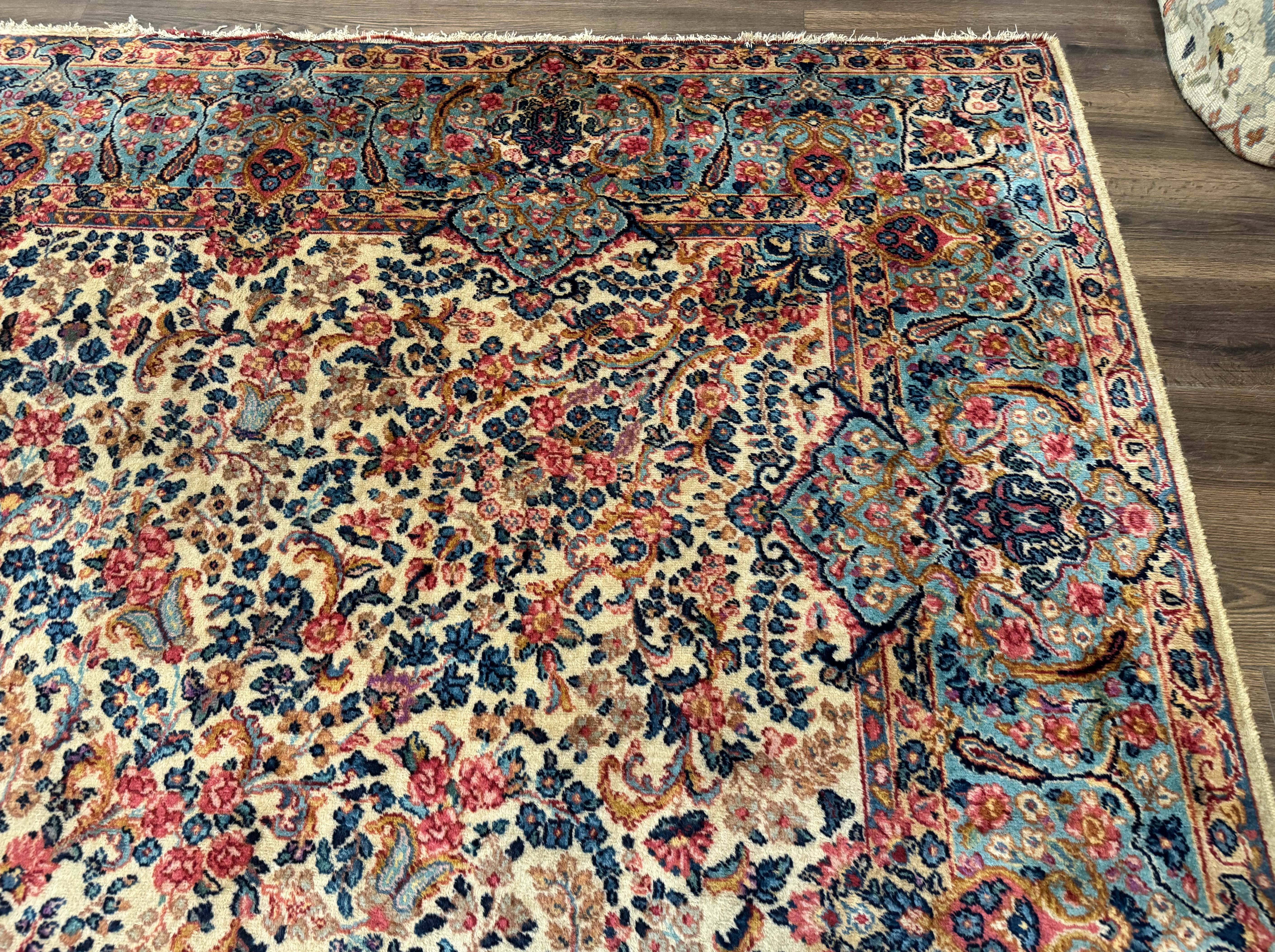 Antique Karastan Floral Kirman Rug 10x14, Wool Discontinued Karastan Carpet - Jewel Rugs