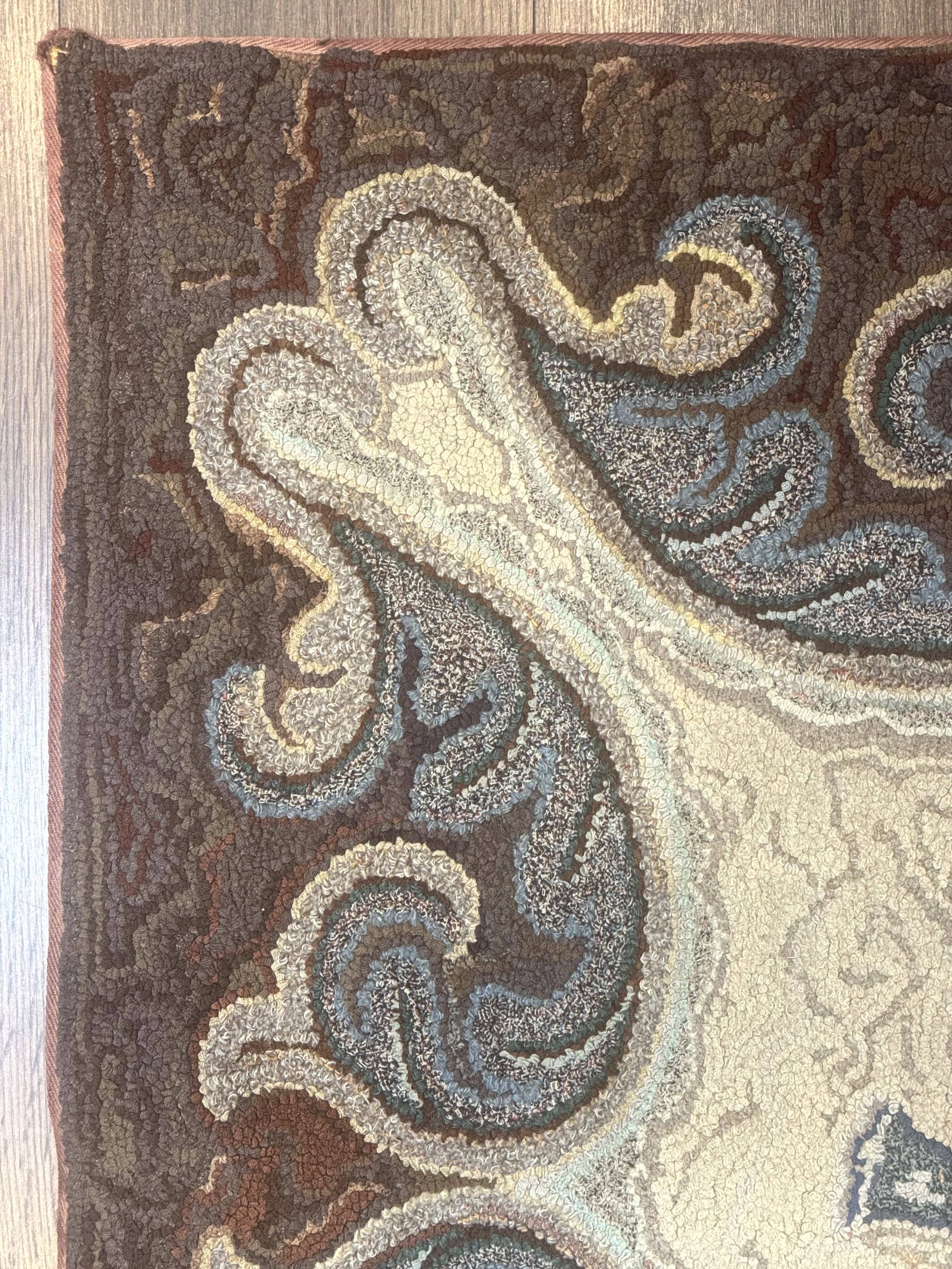 Antique American Hooked Rug 3 x 4.6, Vintage, Floral - Jewel Rugs