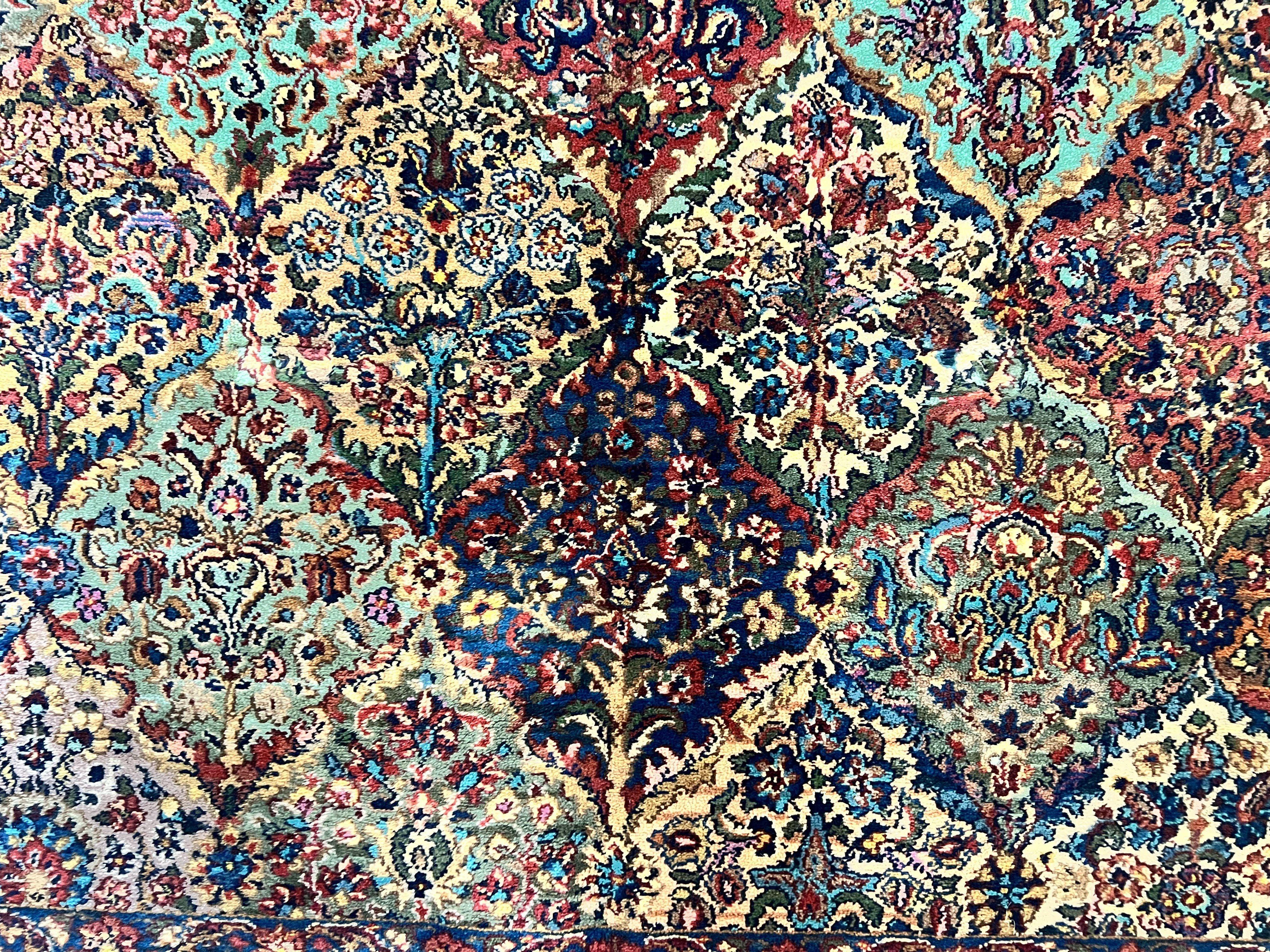 Karastan Multicolor Panel Kirman Rug #717, Wool Karastan Rug 8.8 x