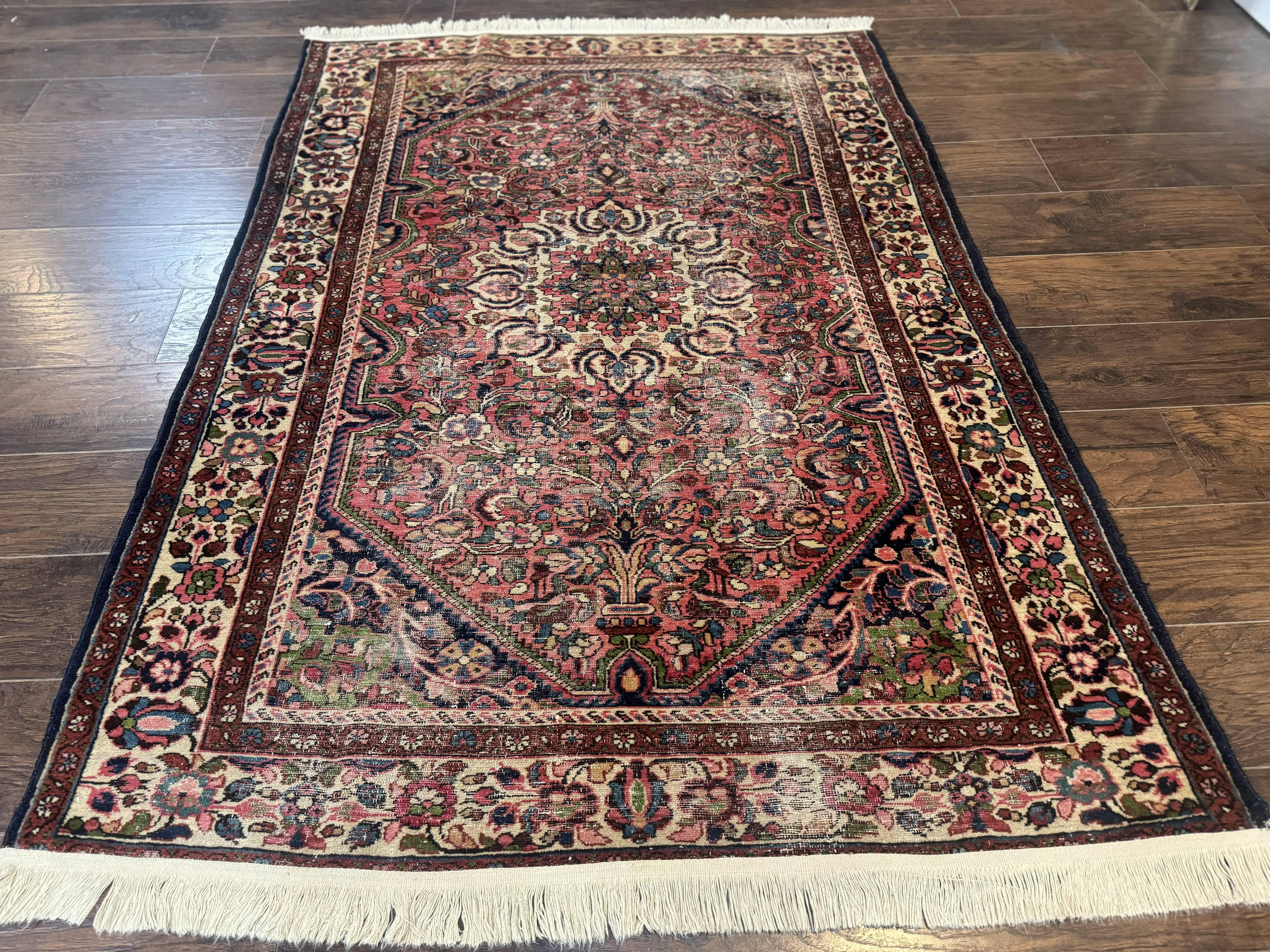 Antique Persian Malayer Rug 4'7" x 6'6" – 1920s Tribal Red Wool Carpet - Jewel Rugs