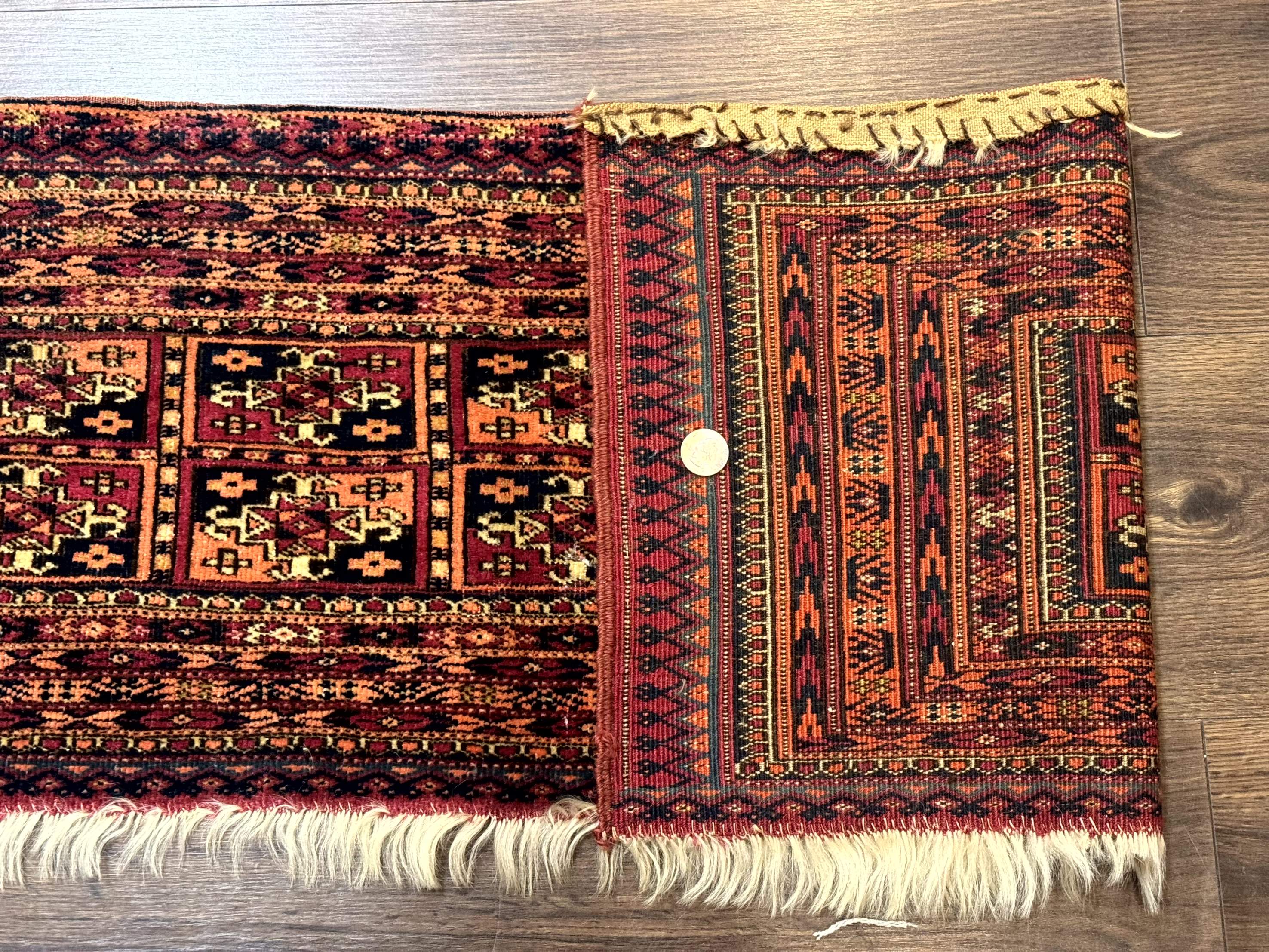 Antique Persian Turkoman Mafresh Rug 1x4, Wool, Tribal Collectible - Jewel Rugs
