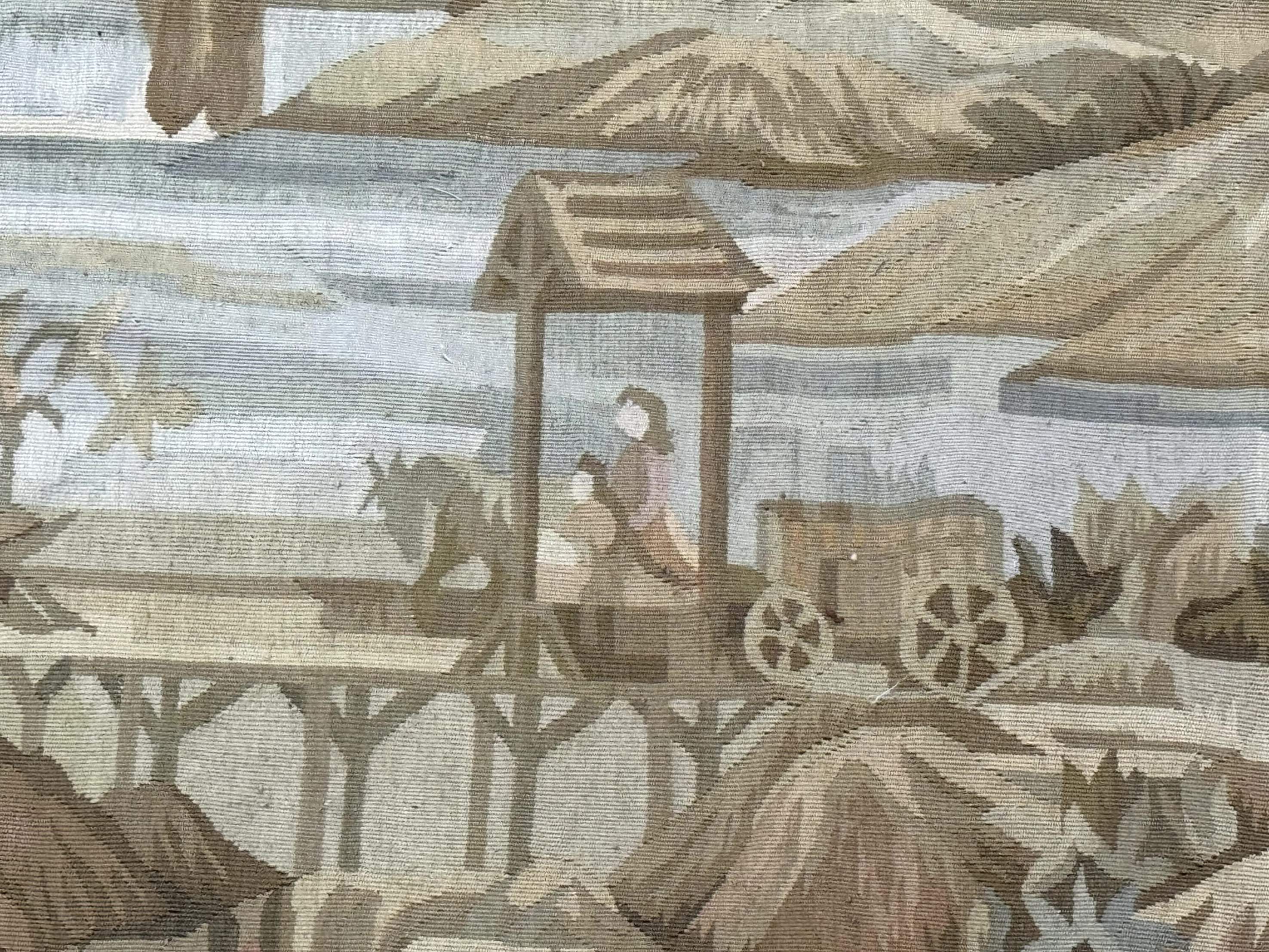 Vintage French Tapestry 5x7, Handmade, Wool, Aubusson Weave - Jewel Rugs