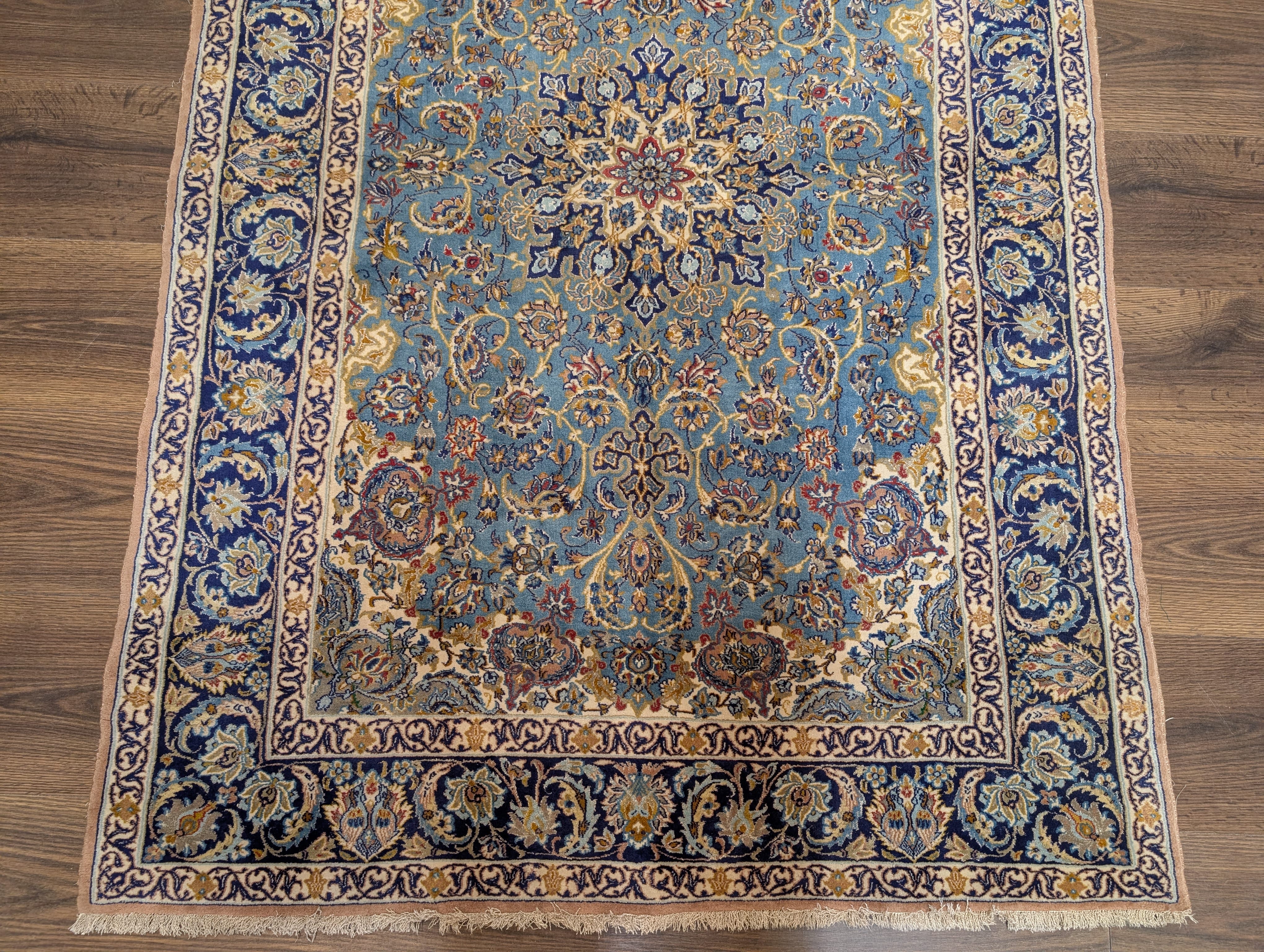 Persian Rug 3.6 x 5, Isfahan Rug, Light Blue, Super Fine 630 KPSI, Silk Foundation - Jewel Rugs