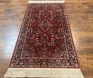 Karastan Rug 4x6 Red Sarouk #785, Karastan Wool Pile Rug, Original 700 Series, Discontinued Vintage Karastan Carpet