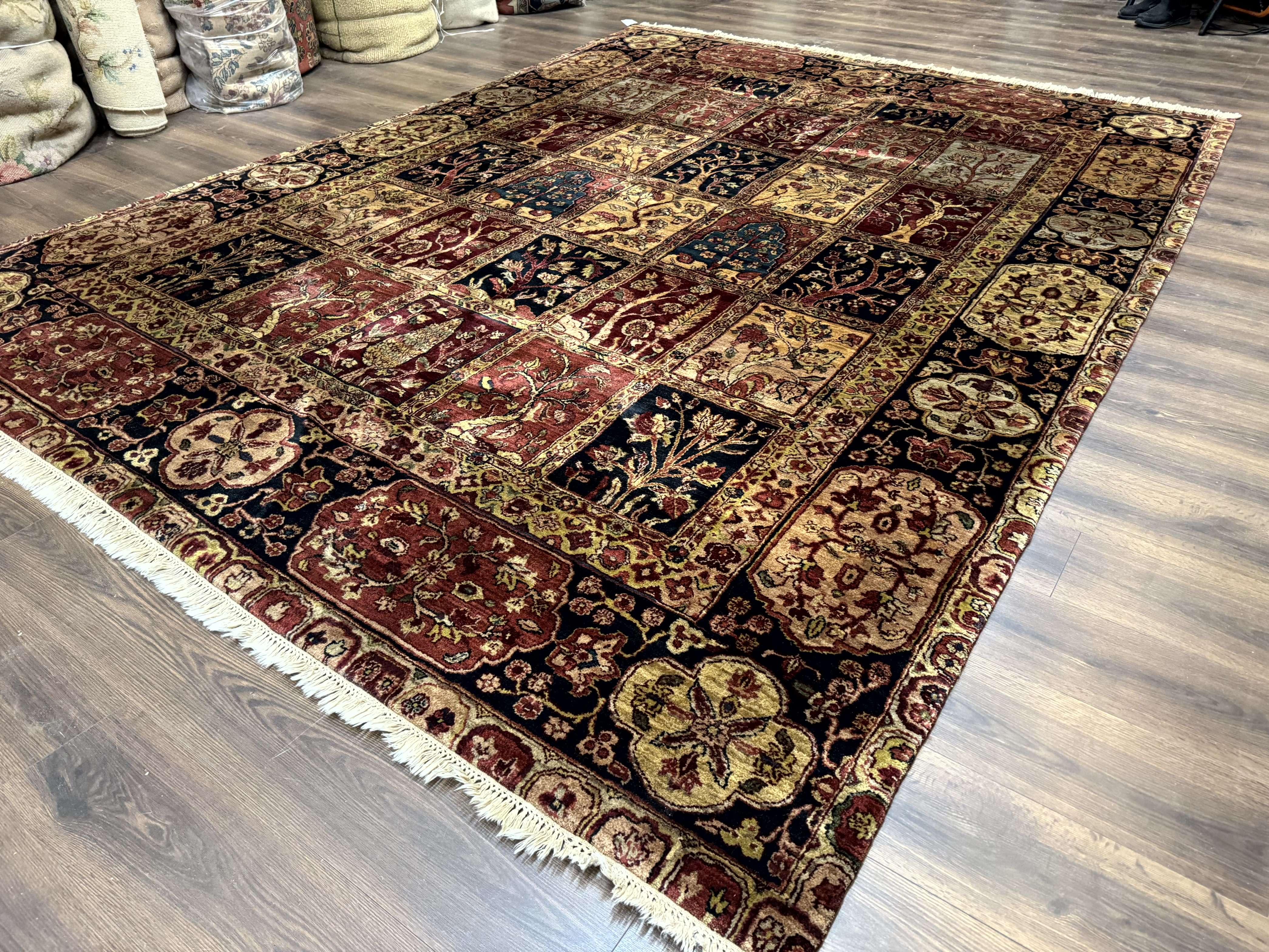 Indo Persian Rug 9x12, Bakhtiari Panel Design, Multicolor, Soft Wool Pile - Jewel Rugs