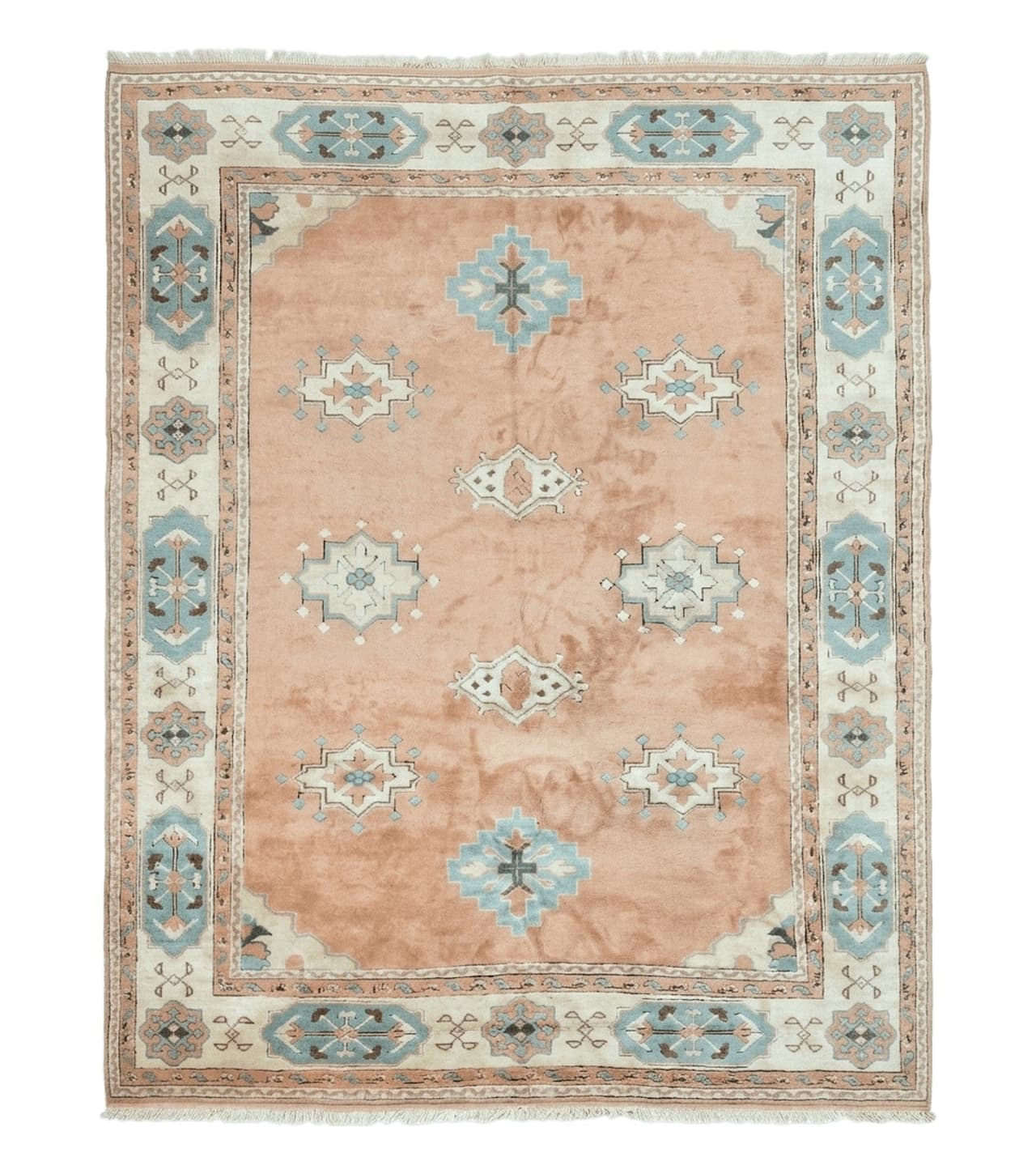 Turkish Oushak Rug 9x12, Wool Hand Knotted Vintage Carpet, Peach