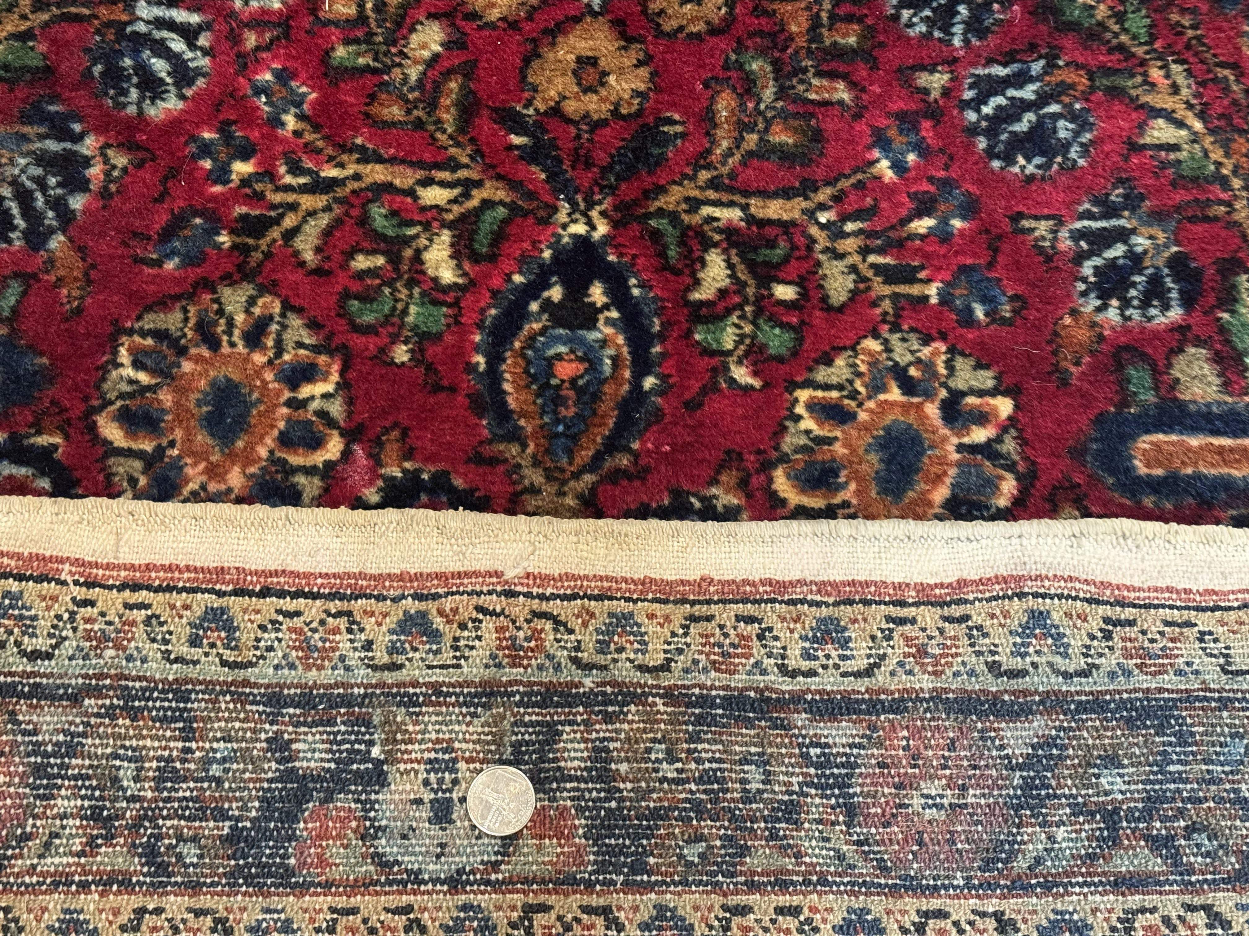 Persian Lilian Short Runner Rug 2.6 x 5.7 – Dark Red and Navy, Hand-Knotted Wool Carpet - Jewel Rugs