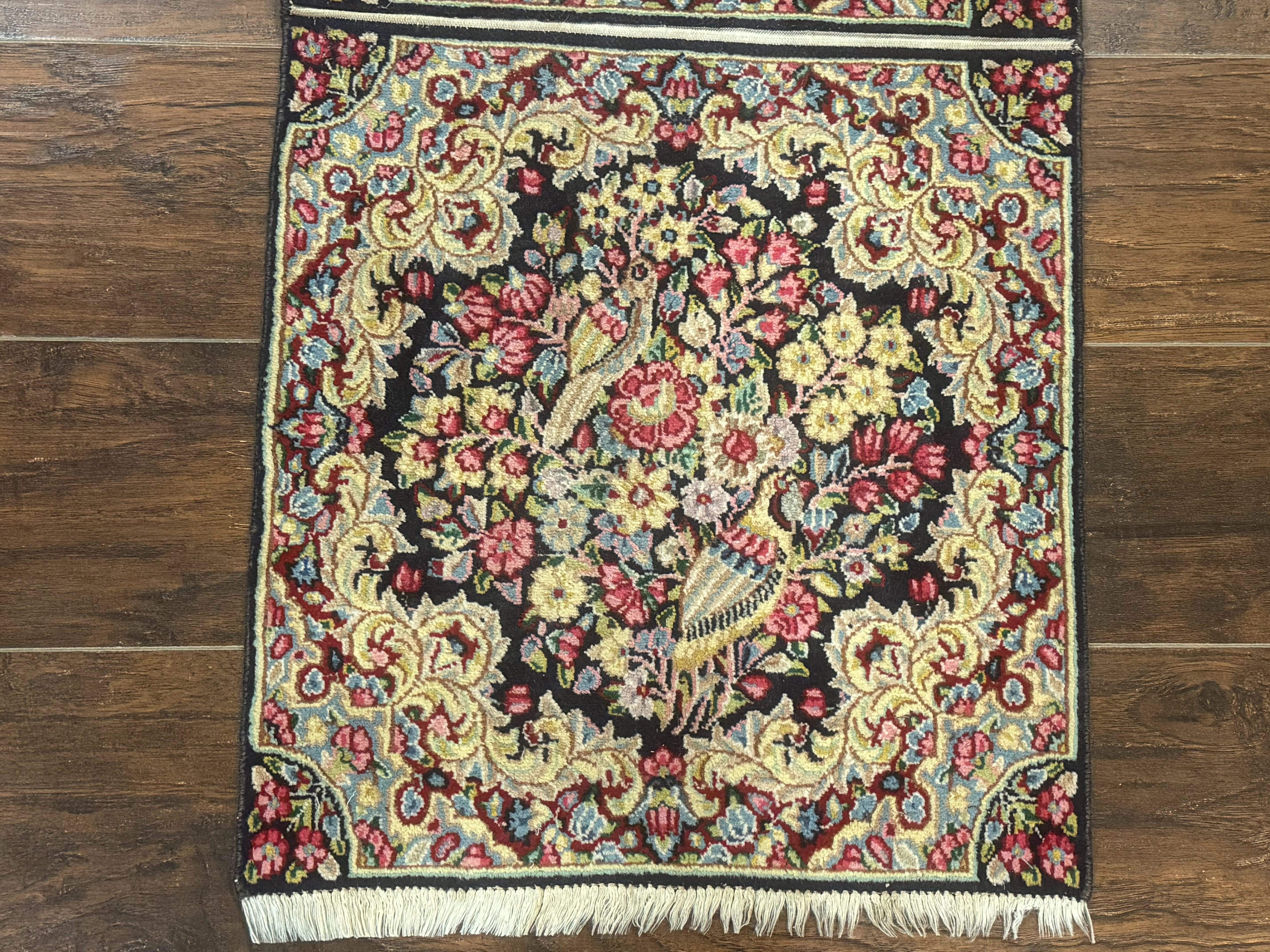 Persian Kerman Double Bag Face Rug, Floral, Birds, Very Fine 225 KPSI, Wool Handmade - Jewel Rugs