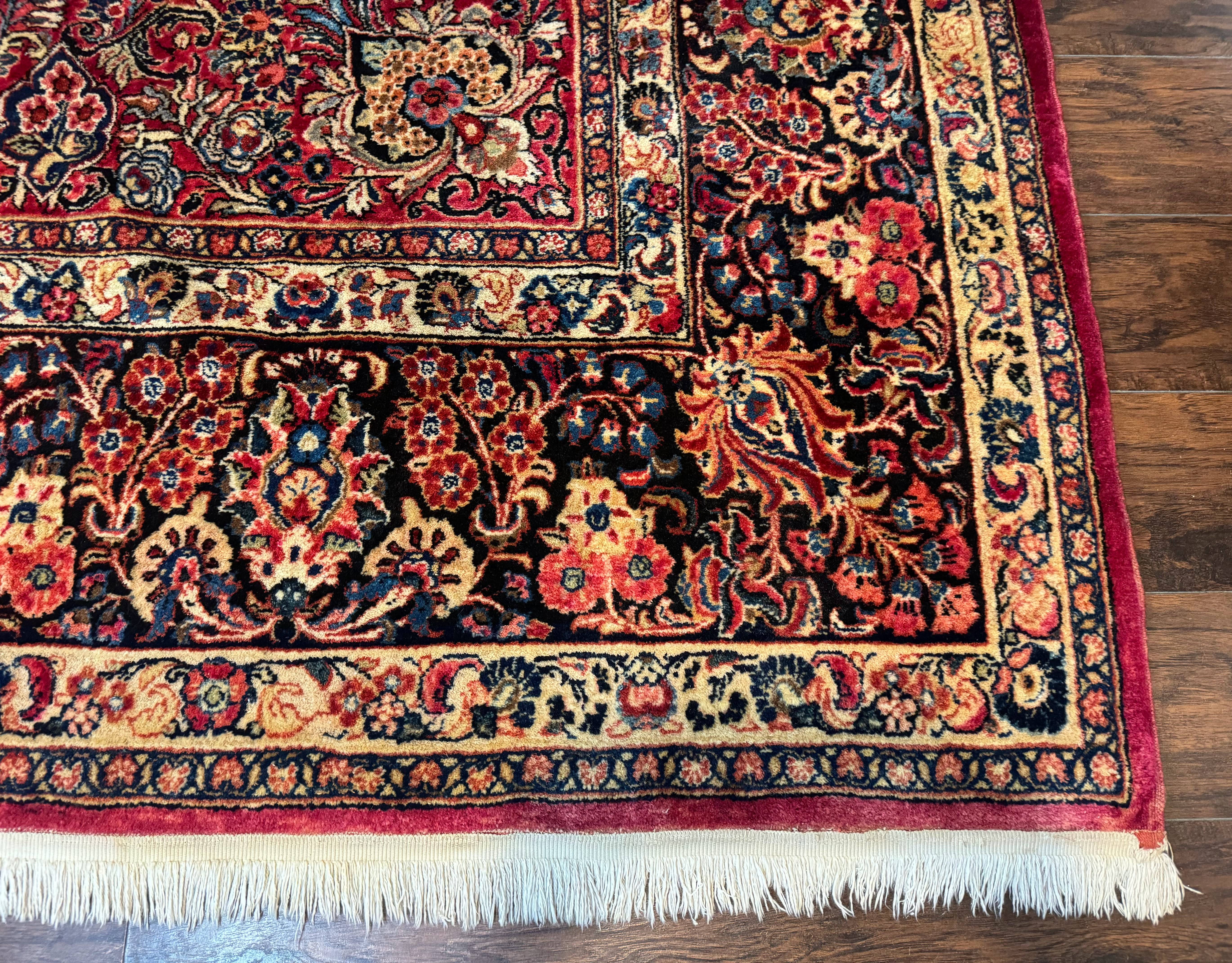 Persian Sarouk Rug 10x10, Square Persian Carpet, Red, Floral, Antique - Jewel Rugs
