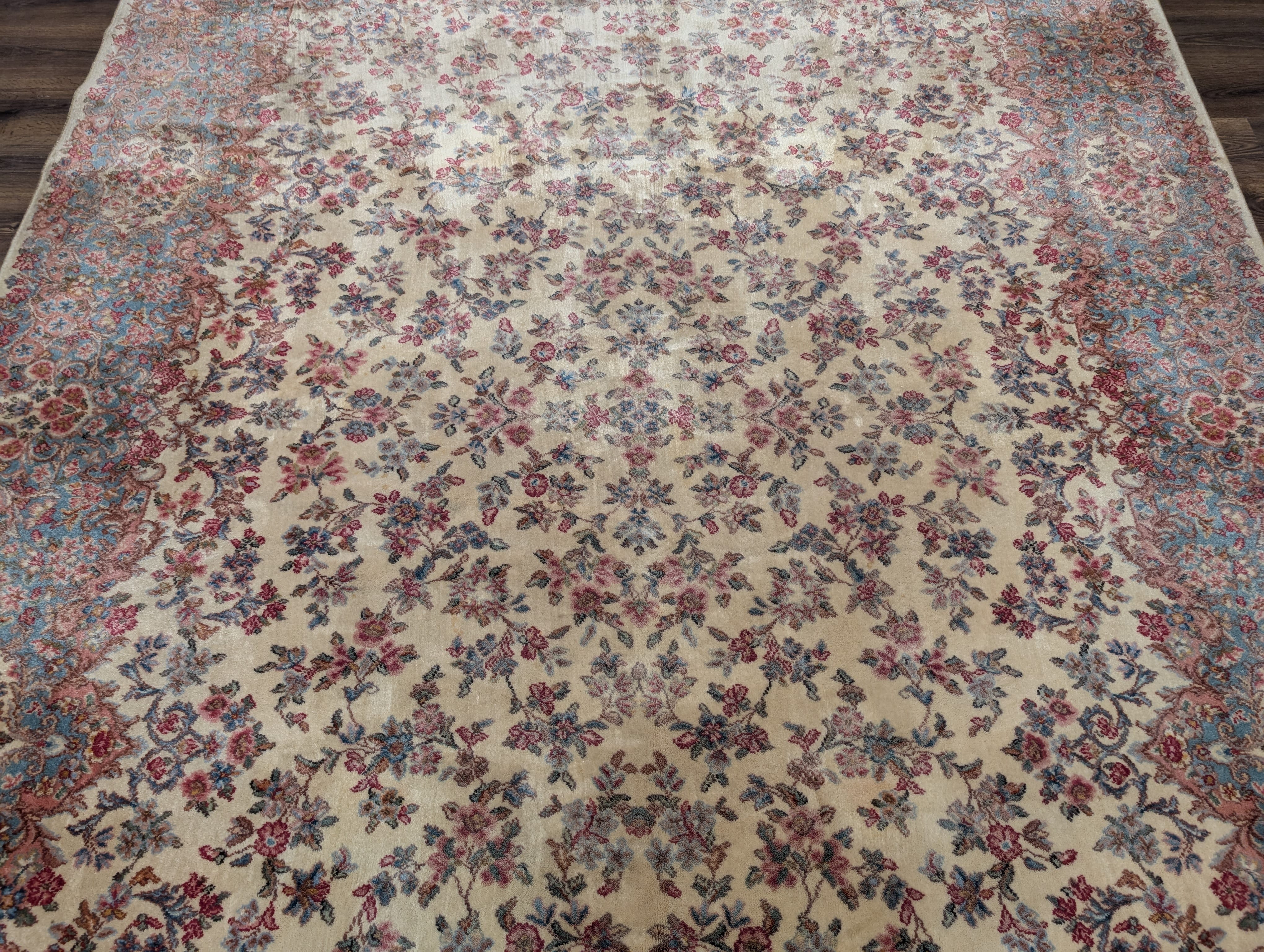 Karastan Rug 8.8 x 12 Ivory Kirman #788, Wool Pile, Original 700 Series, Vintage - Jewel Rugs