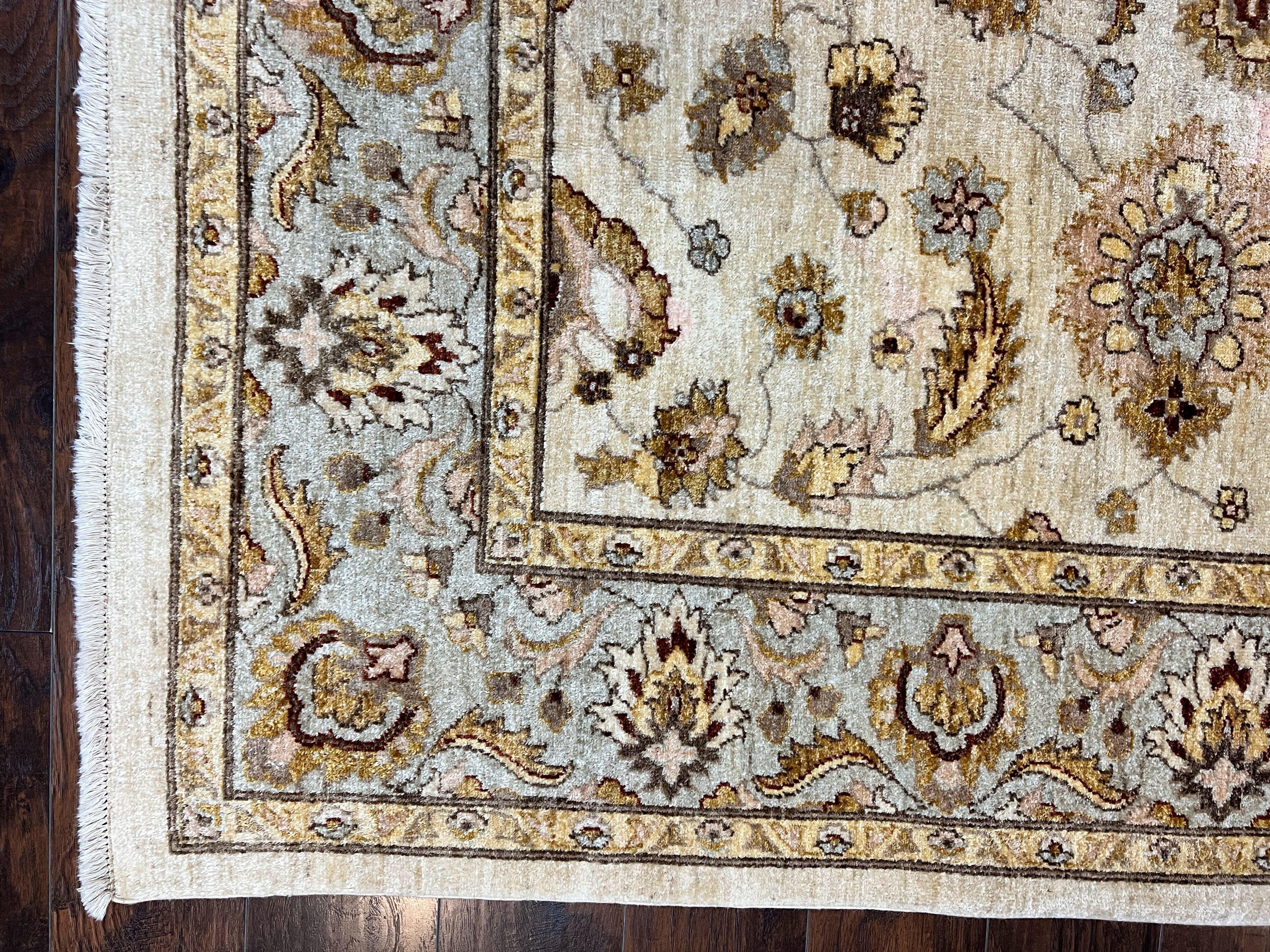 Peshawar Rug 8x10, Oushak Rug 8 x 10 ft, Floral Allover Neutral Colors Handmade Hand Knotted Rug, Farmhouse Rug, Room Sized Vintage Wool Rug - Jewel Rugs