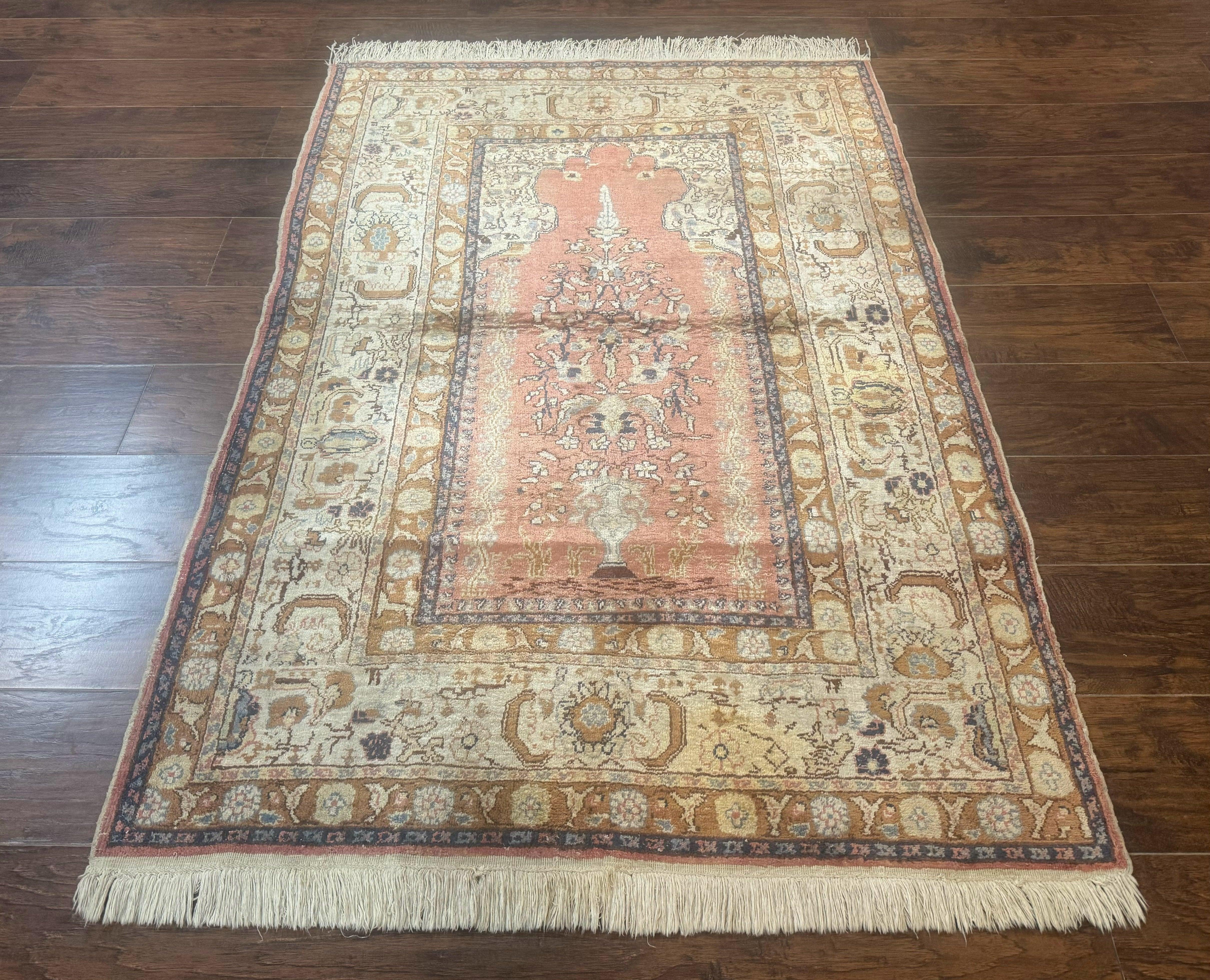 Silk Indian Kayseri Rug 4x6, Haji Jalili Design, Vintage Rug - Jewel Rugs