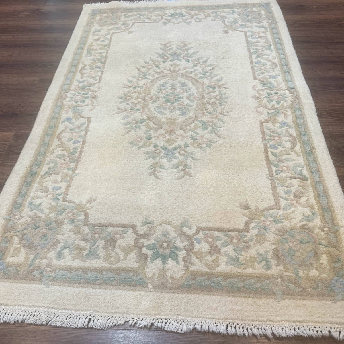 Indo Chinese Wool Rug 4x6, Aubusson Design, Ivory – Jewel Rugs