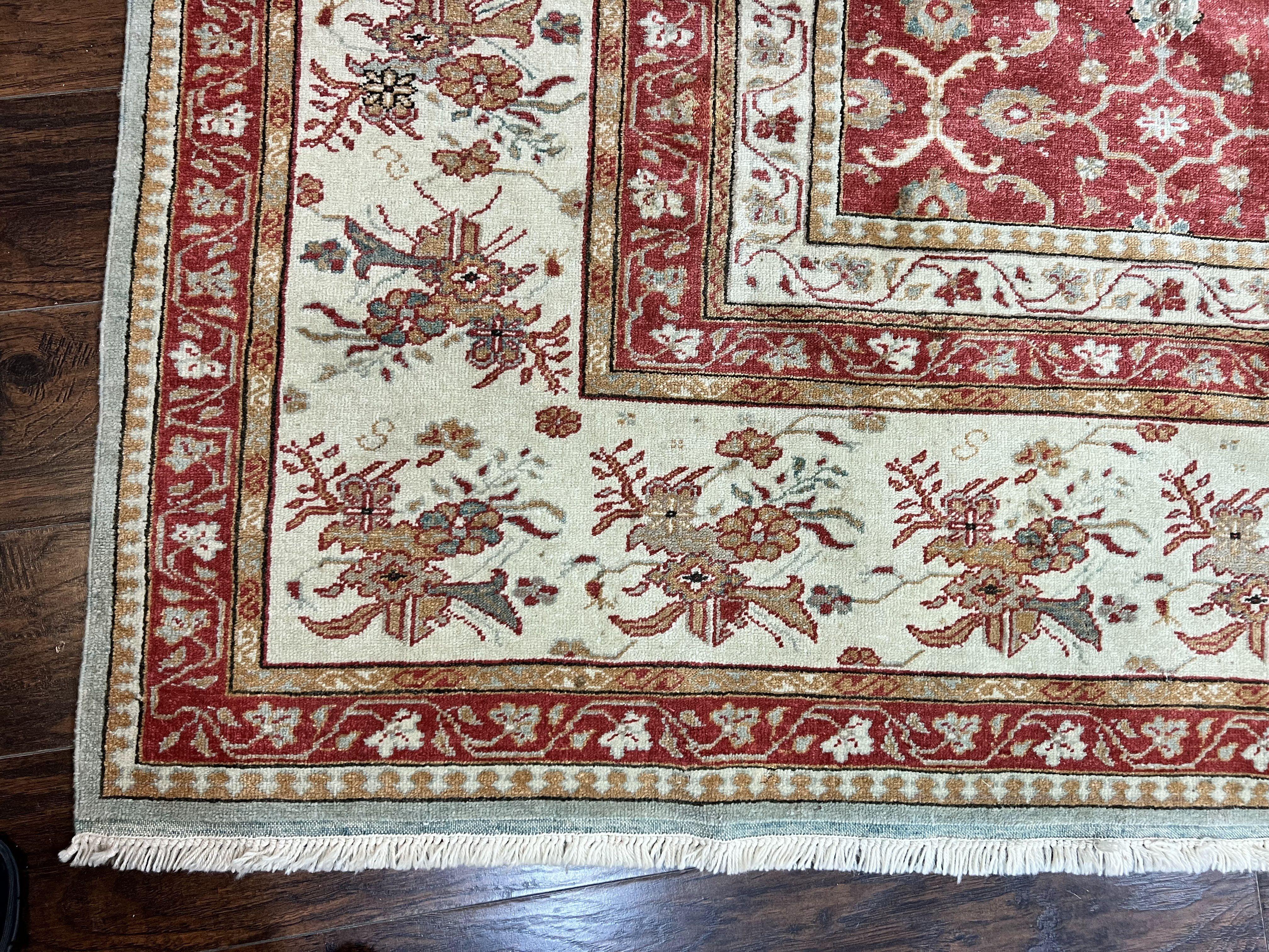 Turkish Oushak Rug 12x18, Wool Hand Knotted Vintage Carpet, Red & Oatmeal, 12 x 18 Palace SIze Handmade Oriental Rug - Jewel Rugs