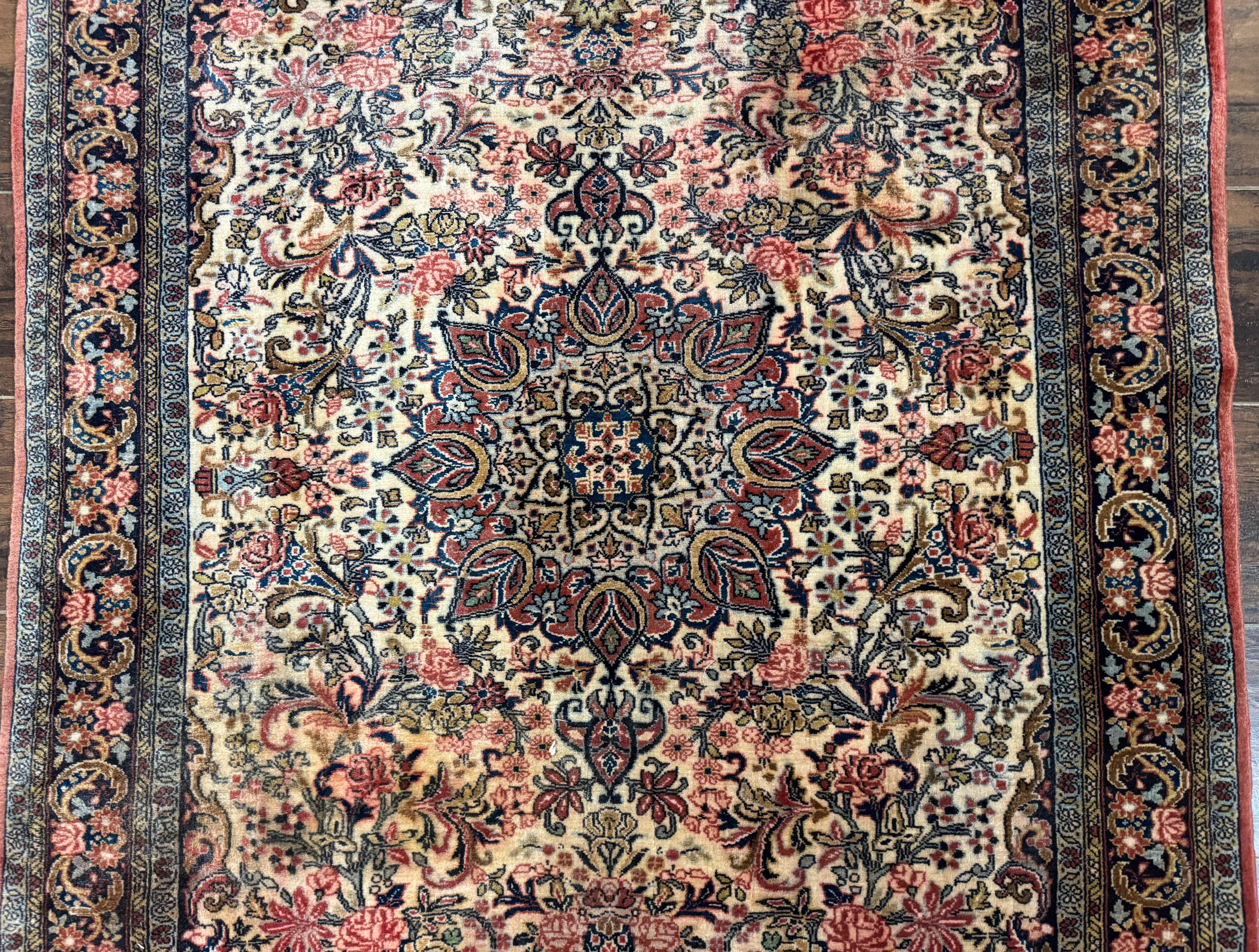 Persian Bidjar Rug 4x5 – Cream, Hand-Knotted Wool Vintage Carpet, Fine 200 KPSI - Jewel Rugs