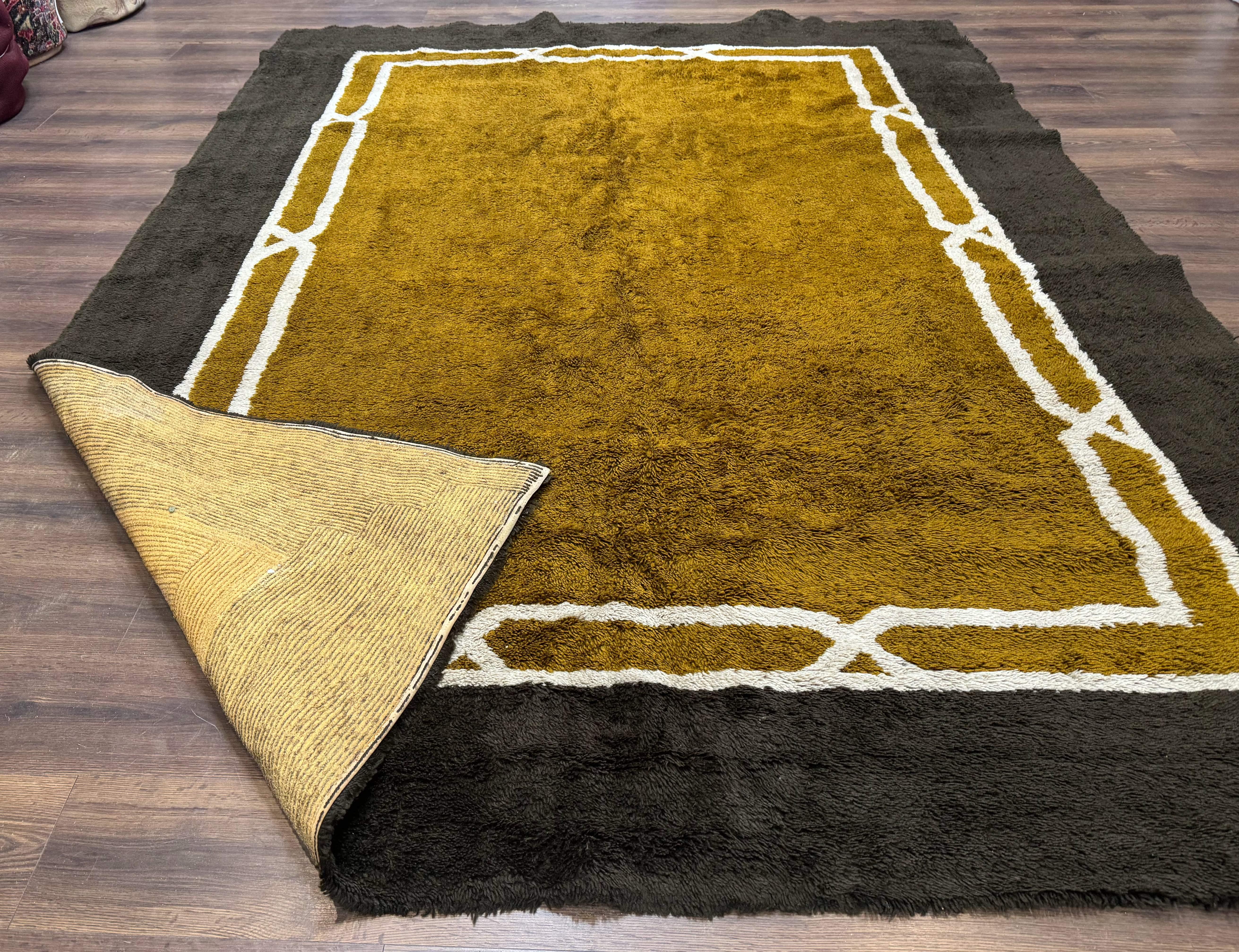 Mid Century Shag Rug 8x11, Large Vintage Shag Rug, Open Field, European Shag Rug - Jewel Rugs