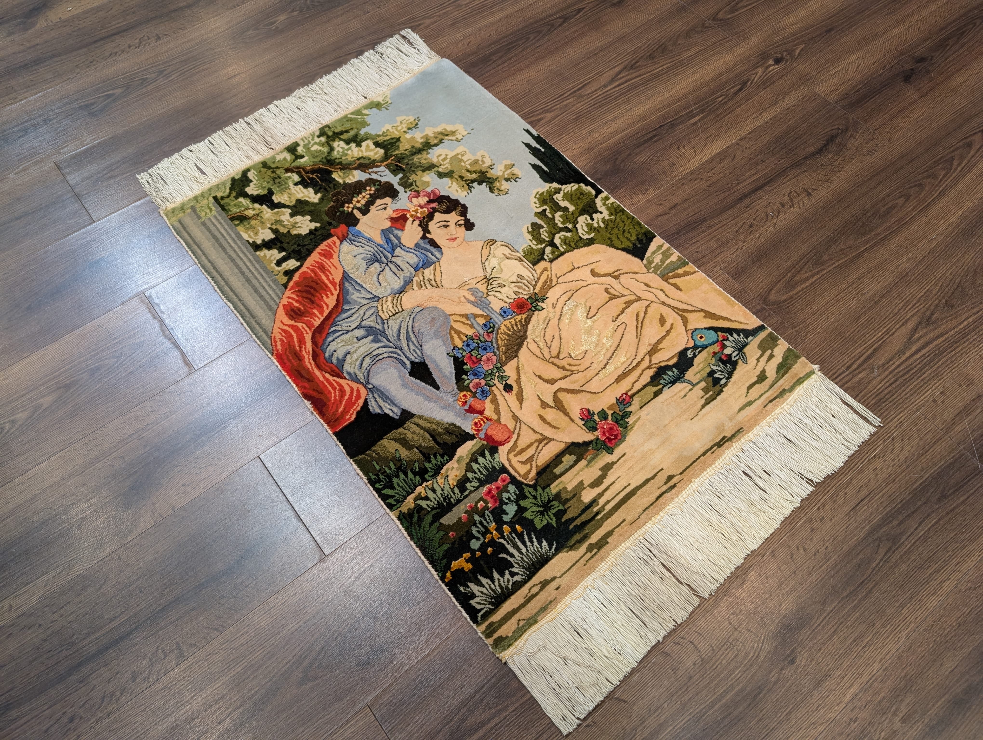 Persian Pictorial Rug 2x3, Lovers, Very Fine 400 KPSI, Tabriz Rug - Jewel Rugs