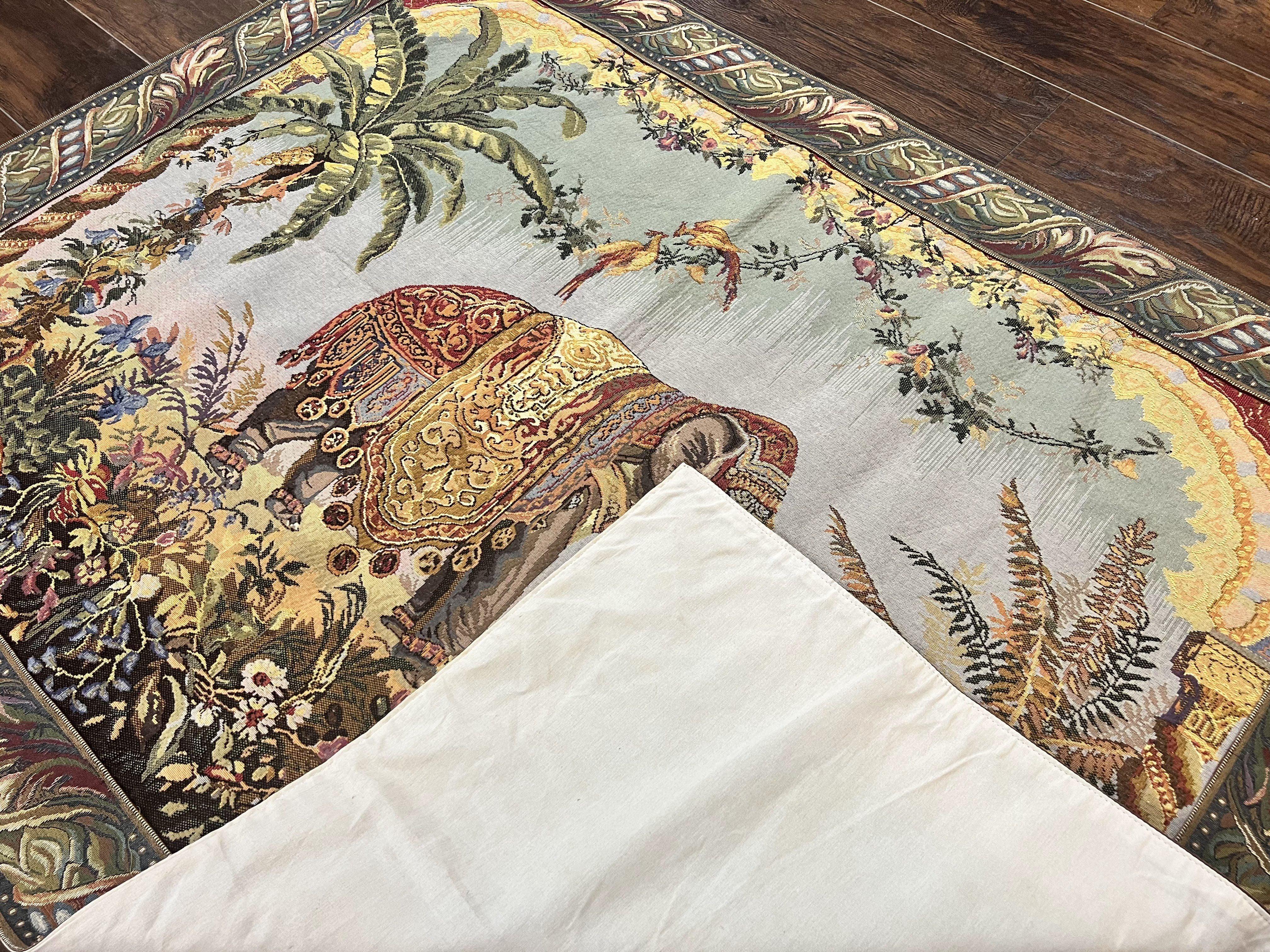 Vintage Tapestry 4 x 5.6, Adorned Elephant Pictorial - Jewel Rugs