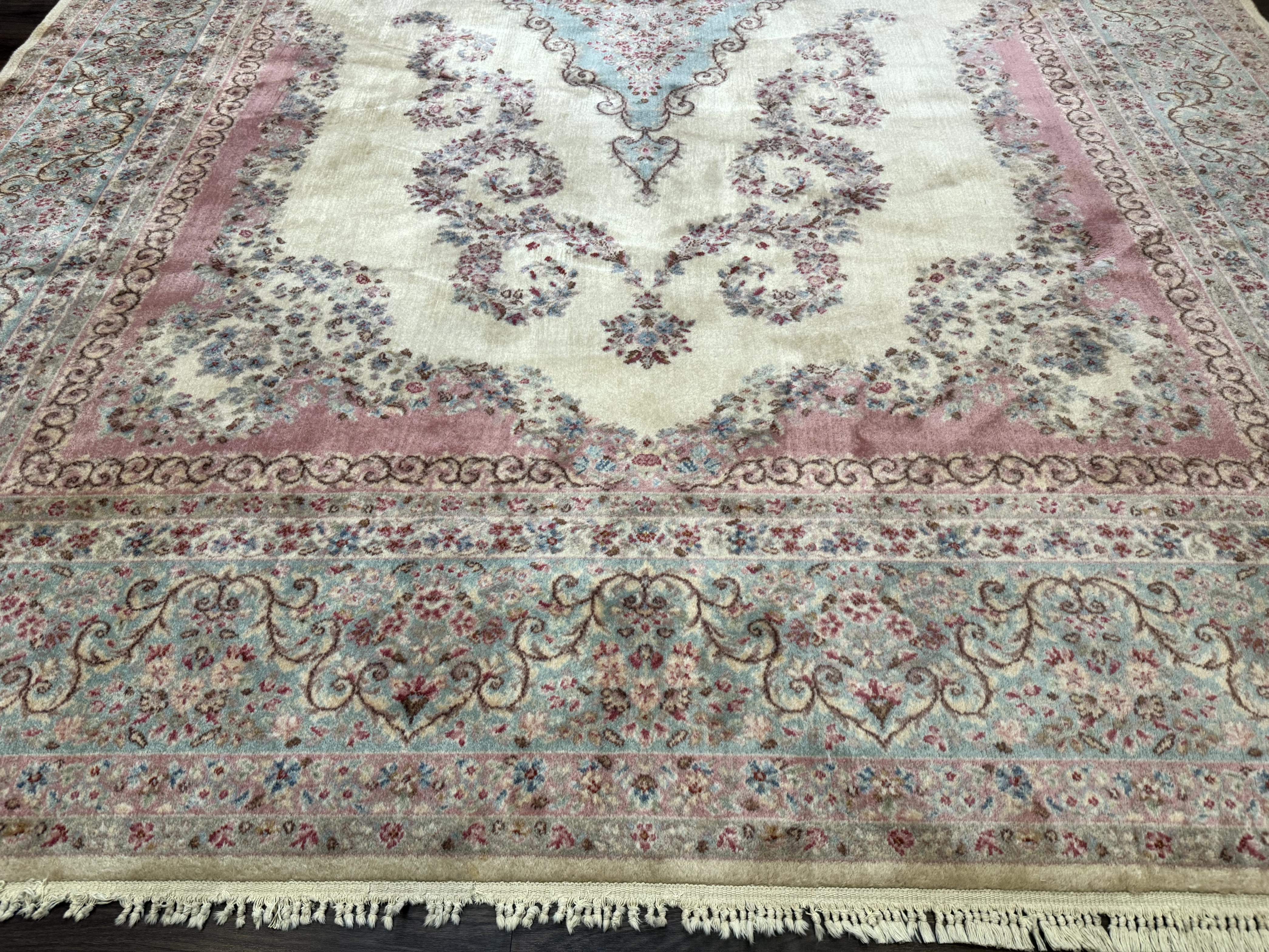 10x14 Karastan Kirman Rug #784 Pastel Ivory Kirman Medallion, Wool Antique Original 700 Series - Jewel Rugs