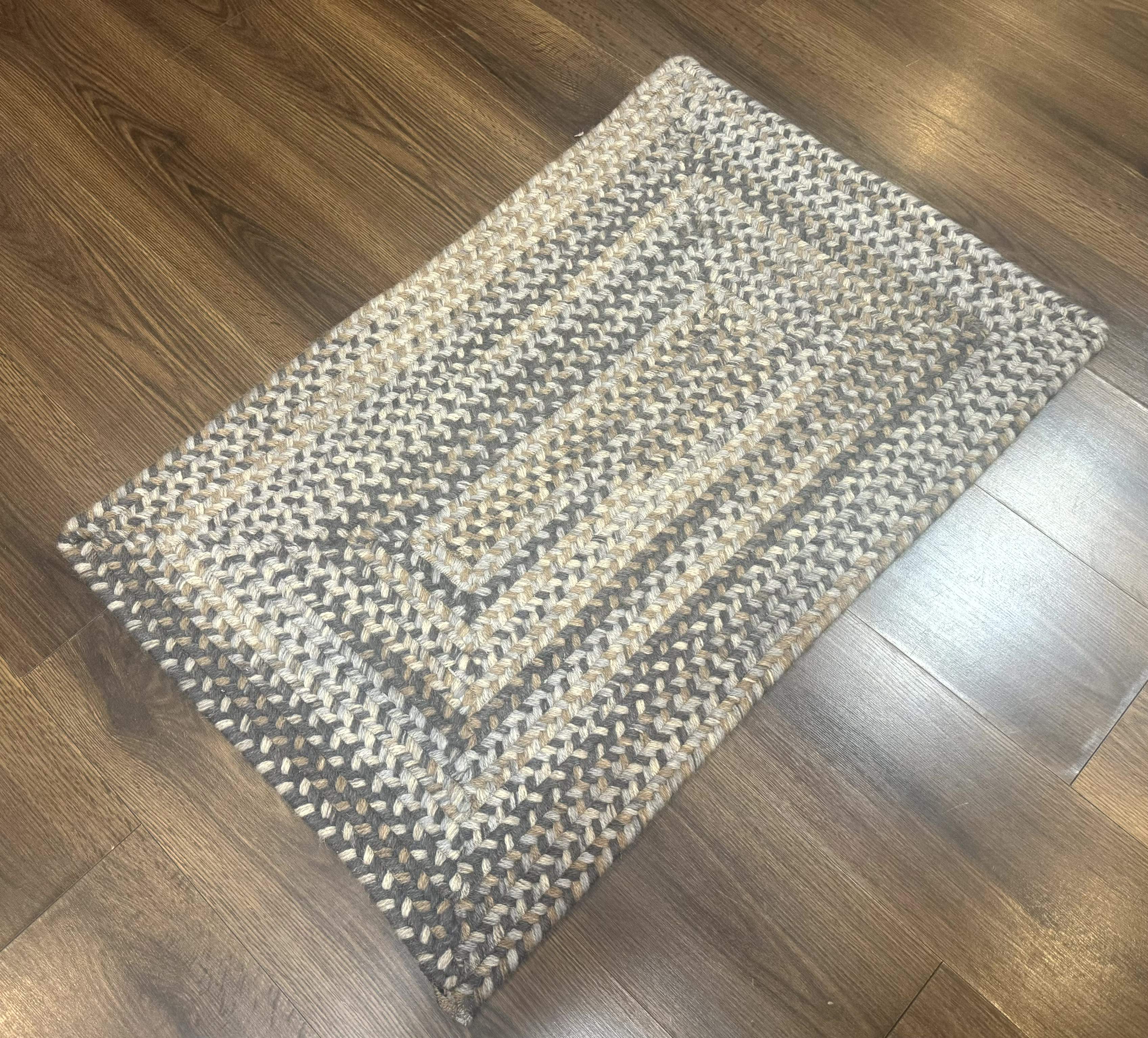 Small American Braided Rug 2x3 ft, Multicolor, Wool - Jewel Rugs