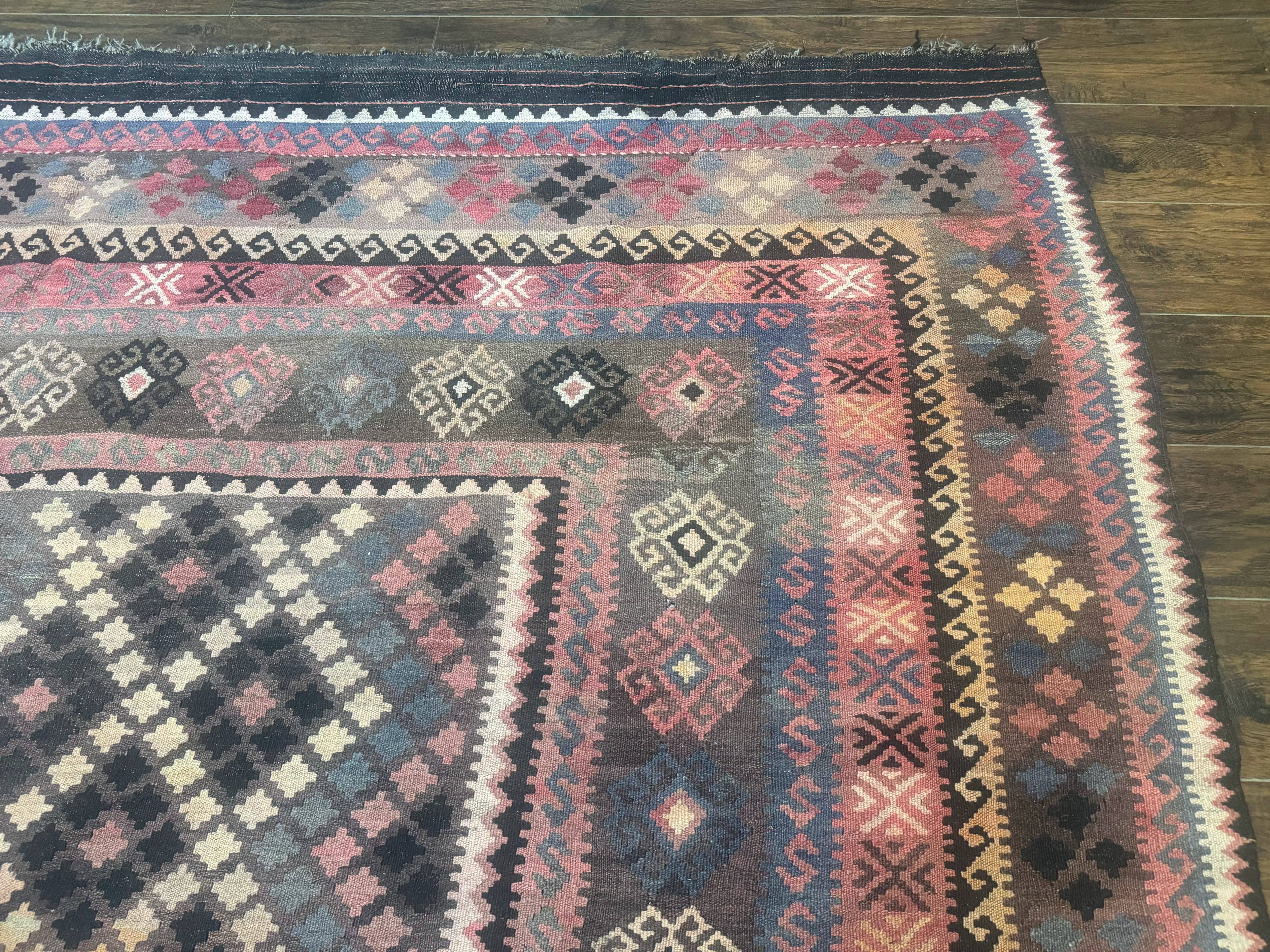 Persian Kurdish Kilim Rug 8x10, Large Flatweave Tribal Bohemian Rug, Vintage Zarand Kilim - Jewel Rugs