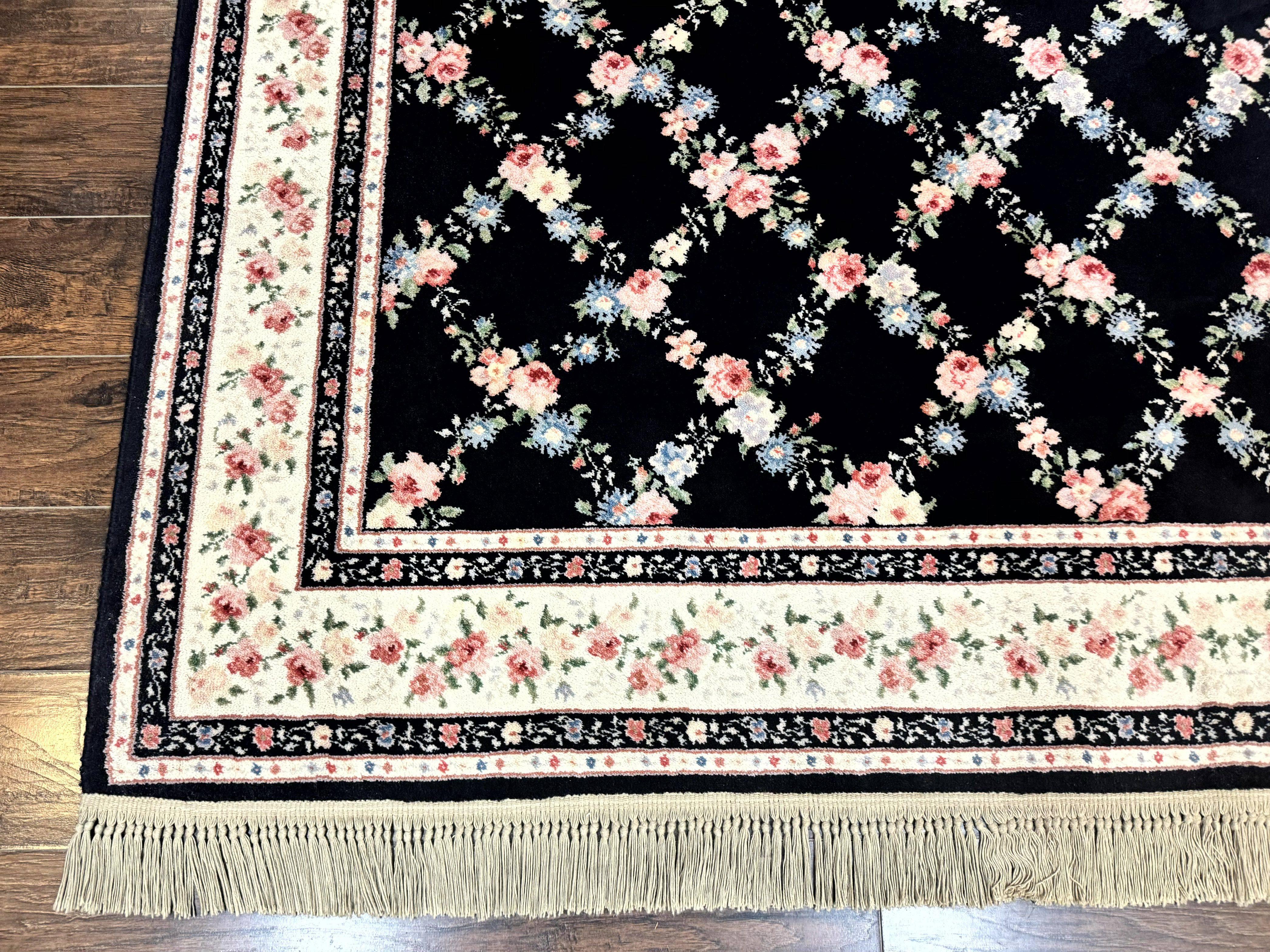 Karastan Rug 8.8 x 12, Garden of Eden #509/1270, Ebony Trellis, Vintage Discontinued Wool Pile Karastan Carpet - Jewel Rugs