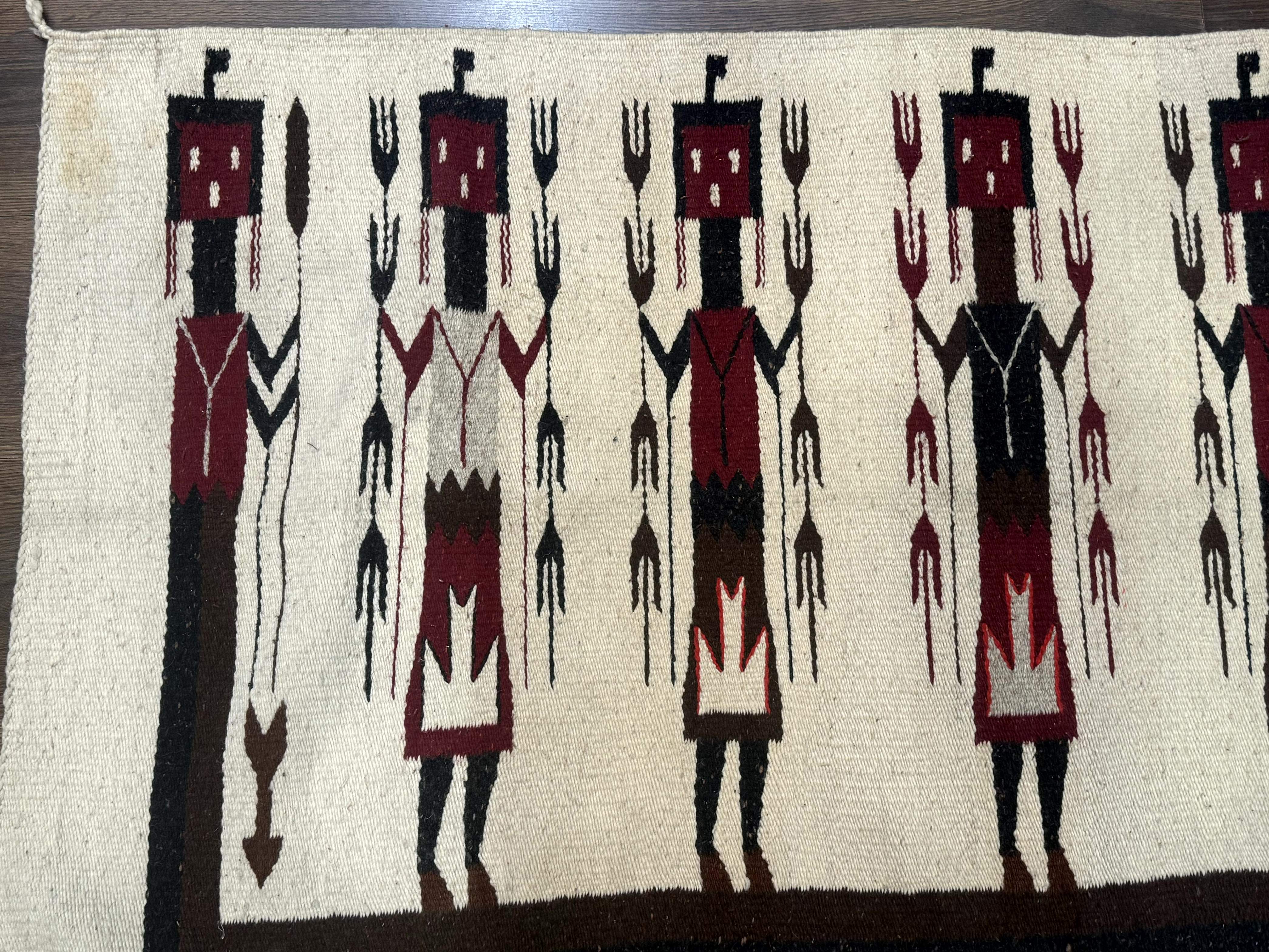Navajo Rug 2.6 x 5, Human Pictorials, Native American, Wool, Hand Knotted - Jewel Rugs