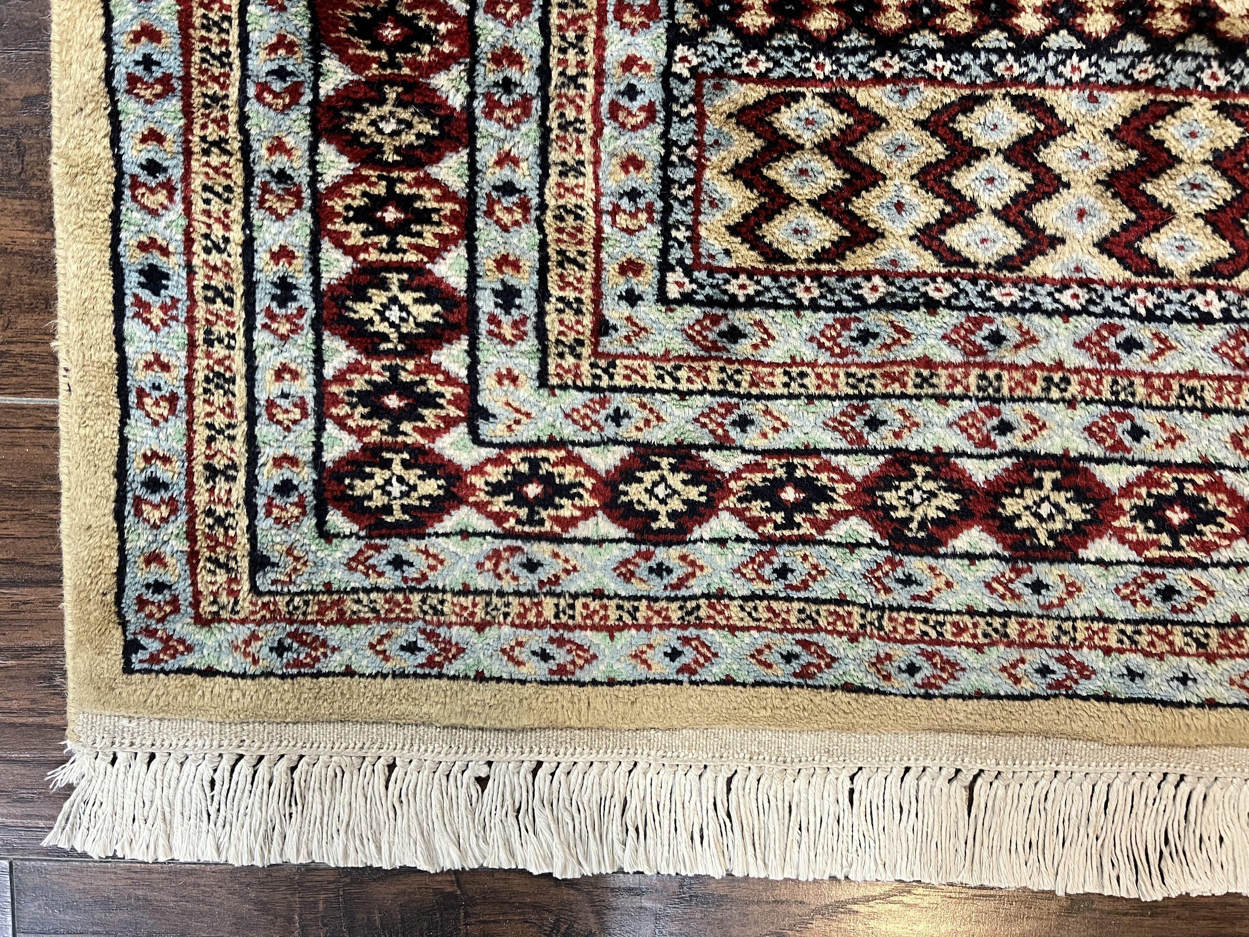 Bokhara Prayer Rug 3x5, Pakistani Turkoman Carpet, Tan, Handmade Vintage Wool Carpet - Jewel Rugs