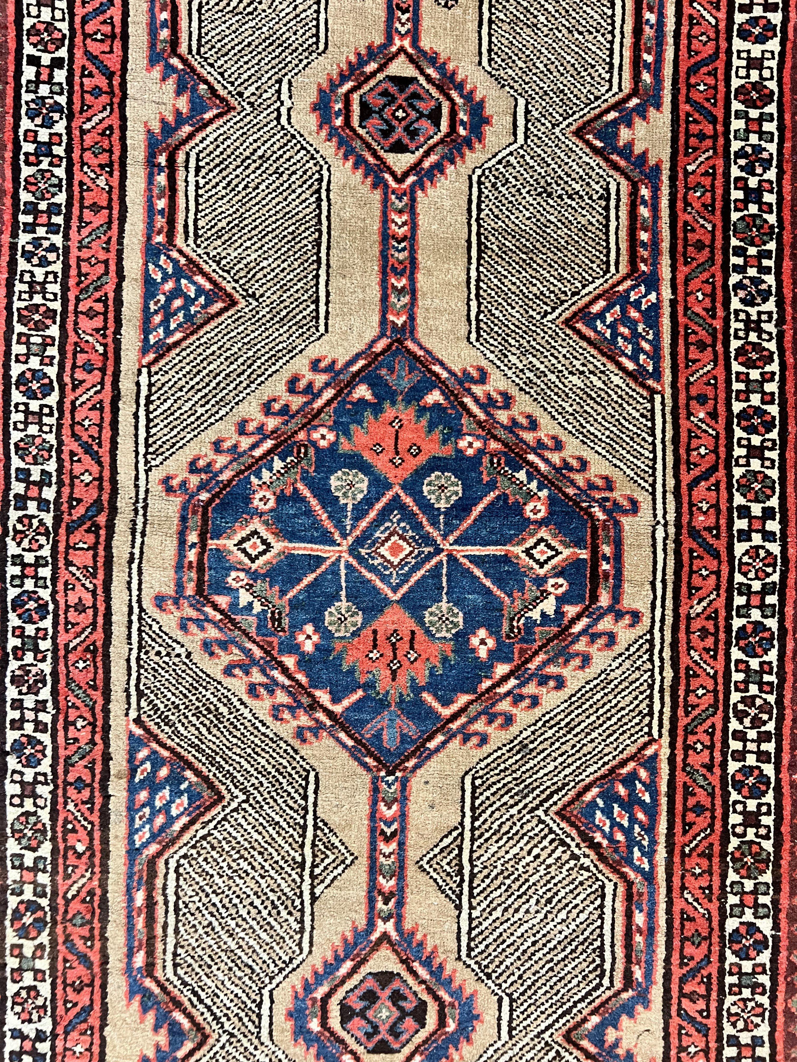 Antique Persian Runner 3 x 7, Camel Hair Runner 3x7 ft, Handmade Hallway Rug, Geometric Design, Tribal Rug, Persian Sarab Rug 3x7 - Jewel Rugs