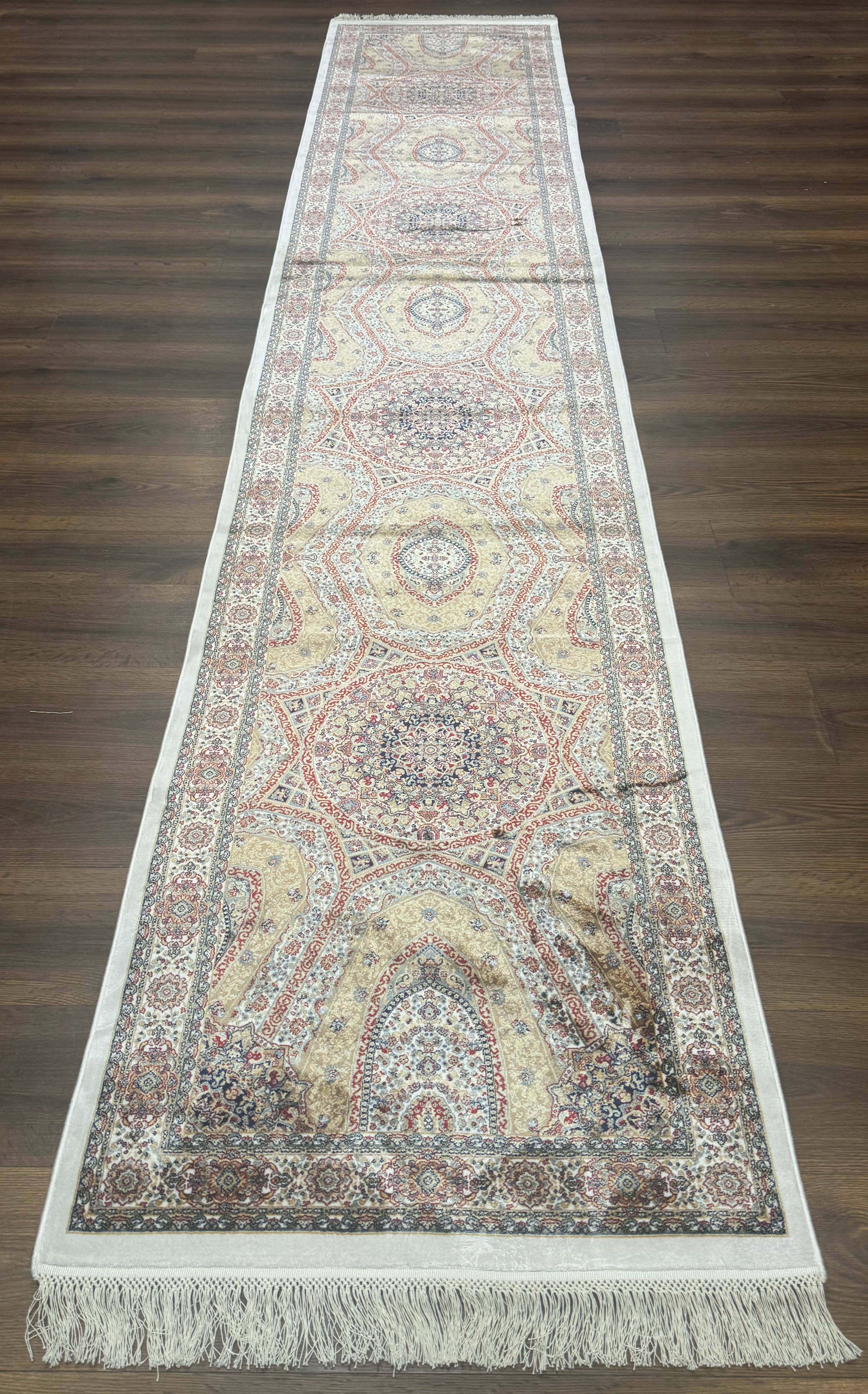 Turkish Silk Runner Rug 2.6 x 13, Dome Design, Hereke Runner, Bamboo Silk, New - Jewel Rugs