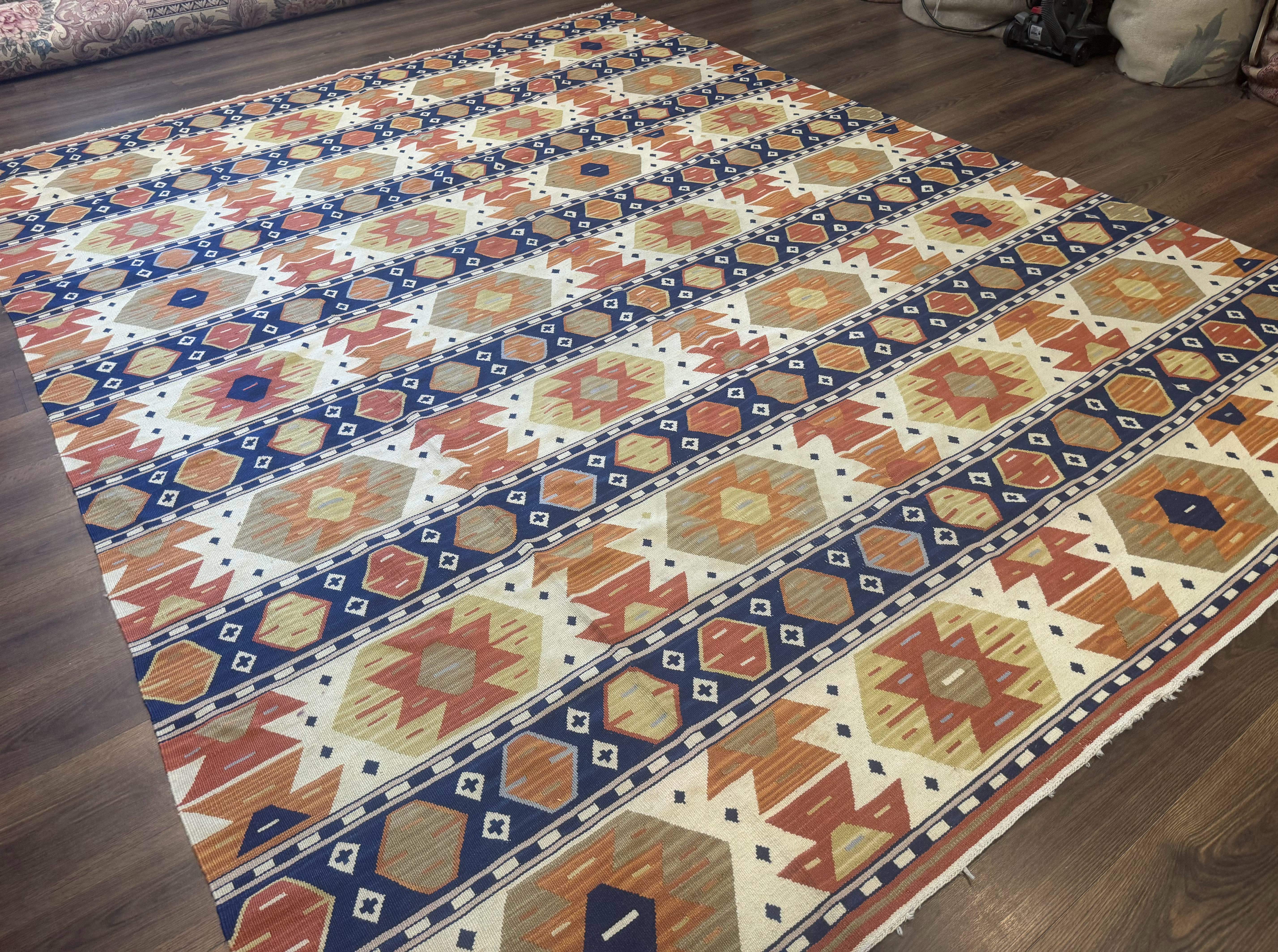 Turkish Kilim Rug 8x11, Handmade, Wool, Nourison Rug - Jewel Rugs