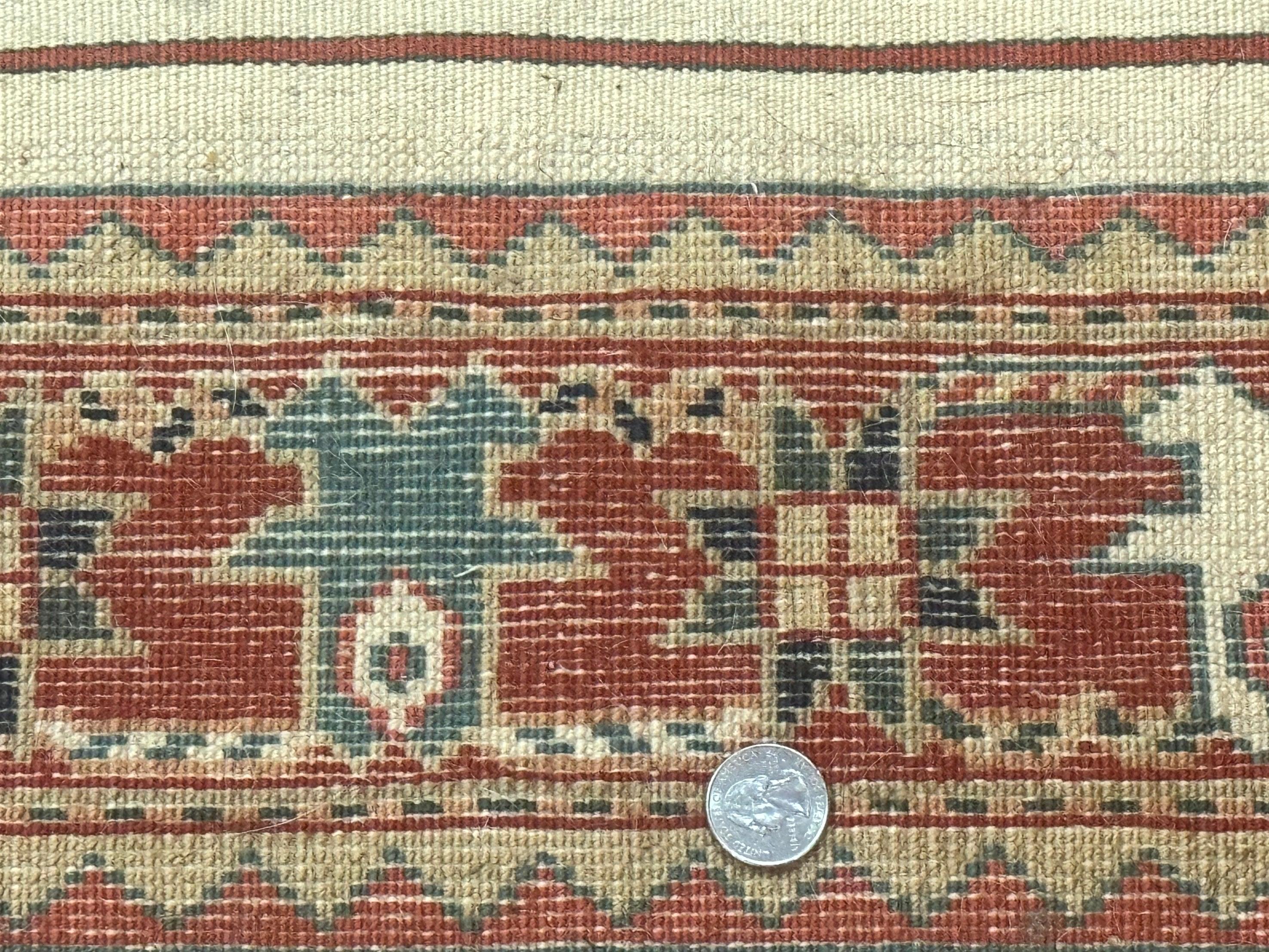 Turkish Runner Rug 2.4 x 8, Kazak Geometric Heriz Pattern, Beige Red - Jewel Rugs