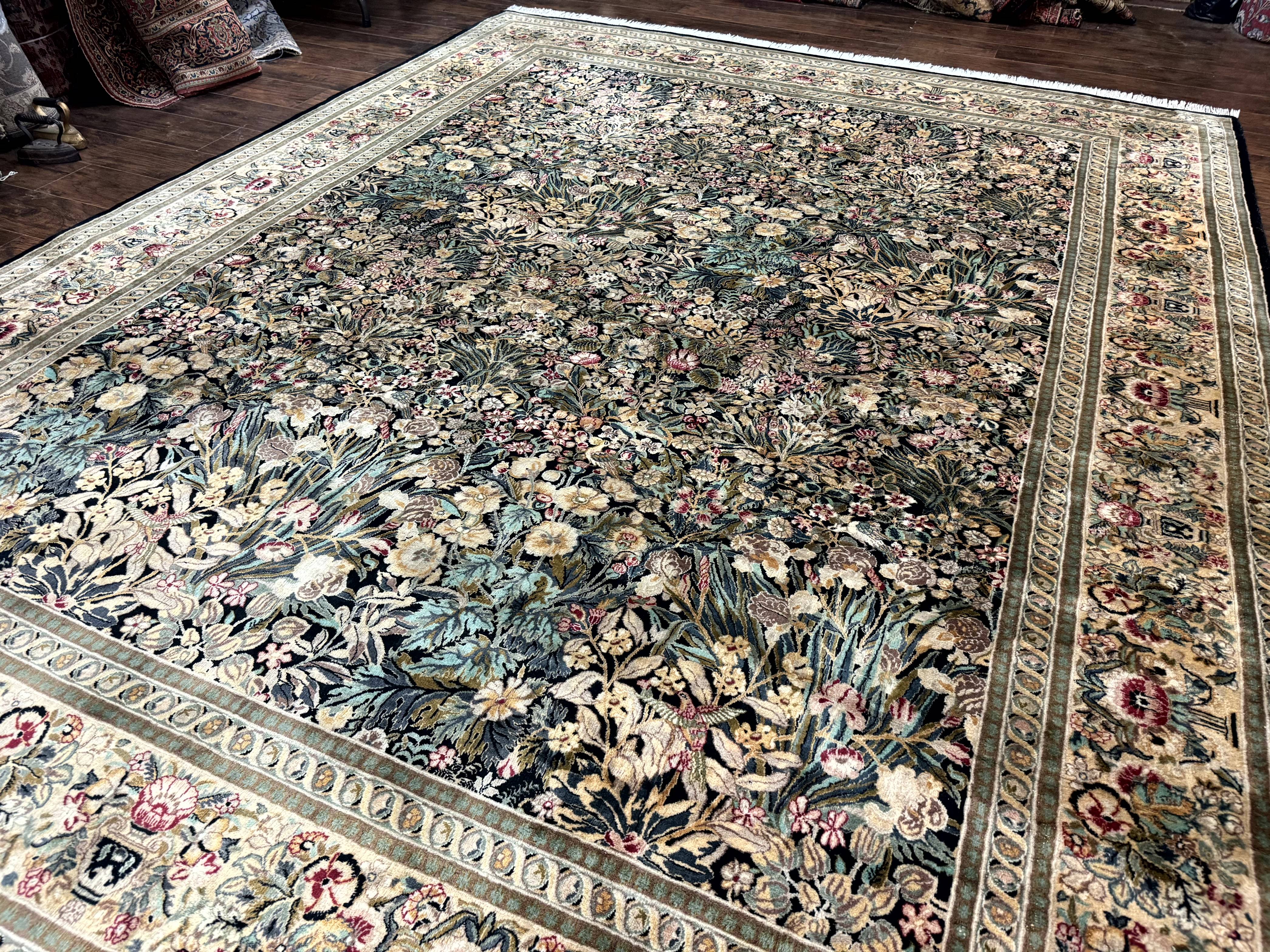 Pak Persian Rug 9x12, William Morris Floral Pattern, Bird Motifs, Wool Pakistani Oriental Carpet, 260 KPSI - Jewel Rugs