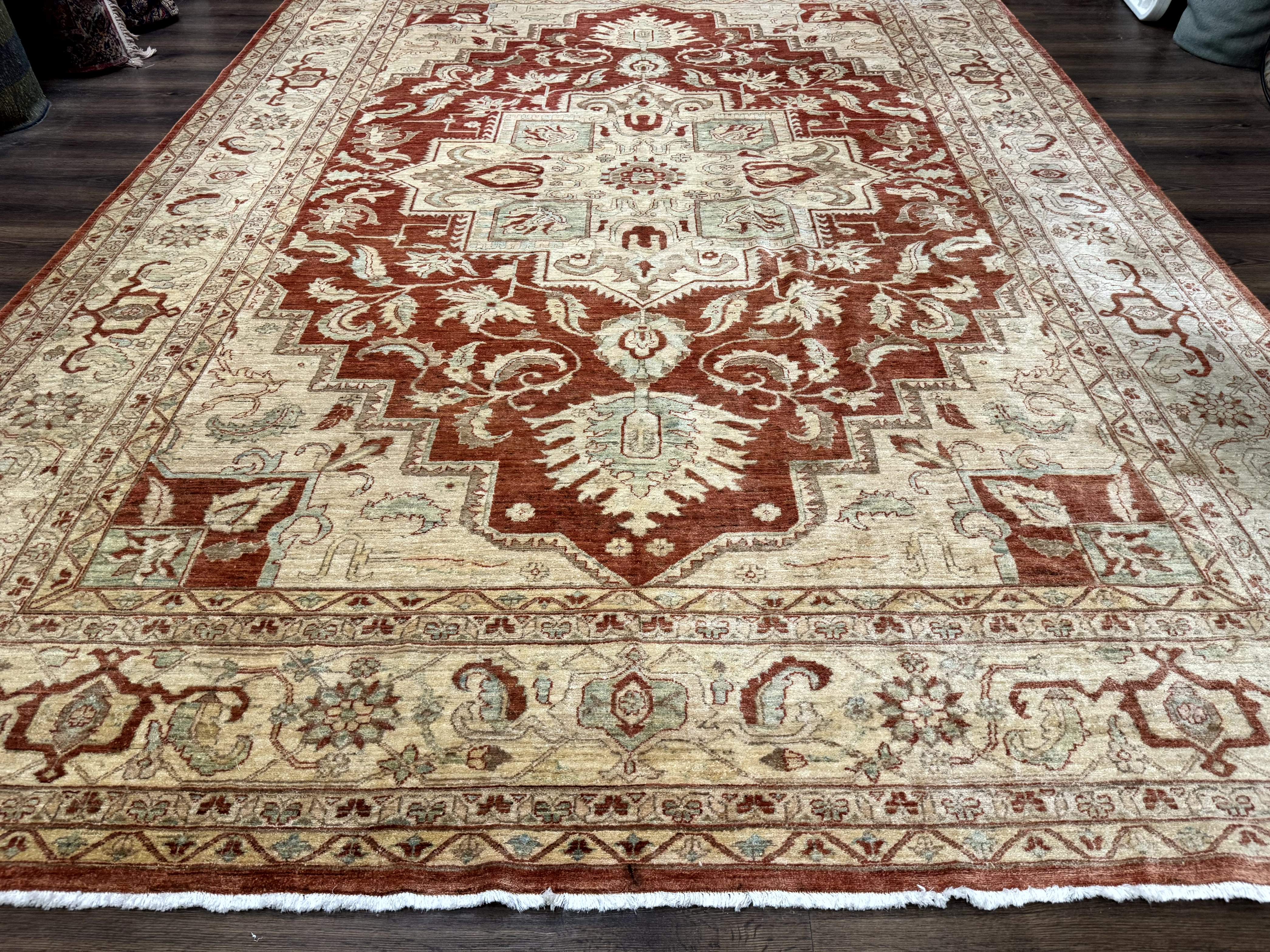 Turkish Heriz Serapi Rug 9x13, Geometric Medallion - Jewel Rugs