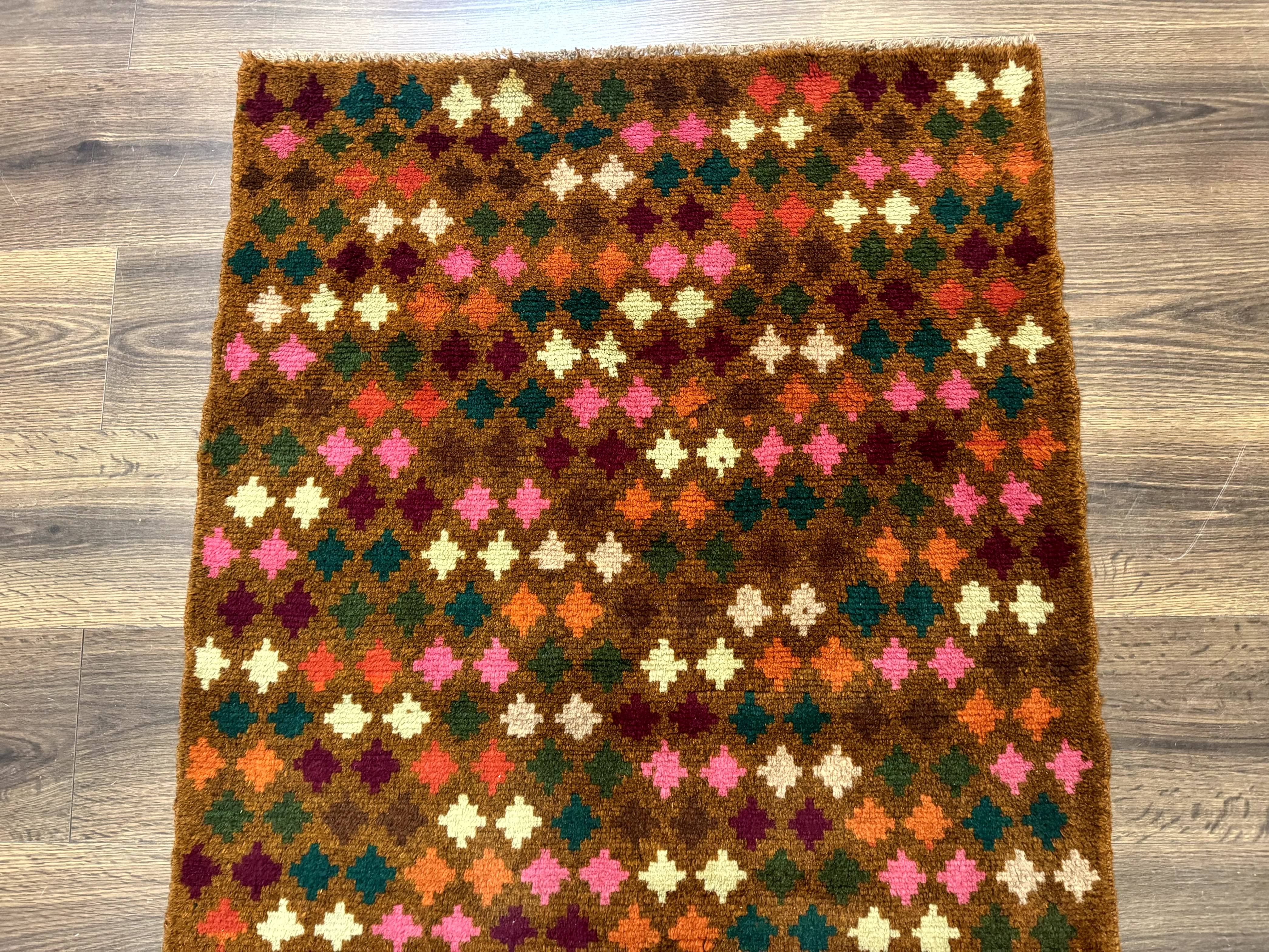Colorful Afghan Balouch Rug 3x4, Vintage Handmade Wool Carpet - Jewel Rugs