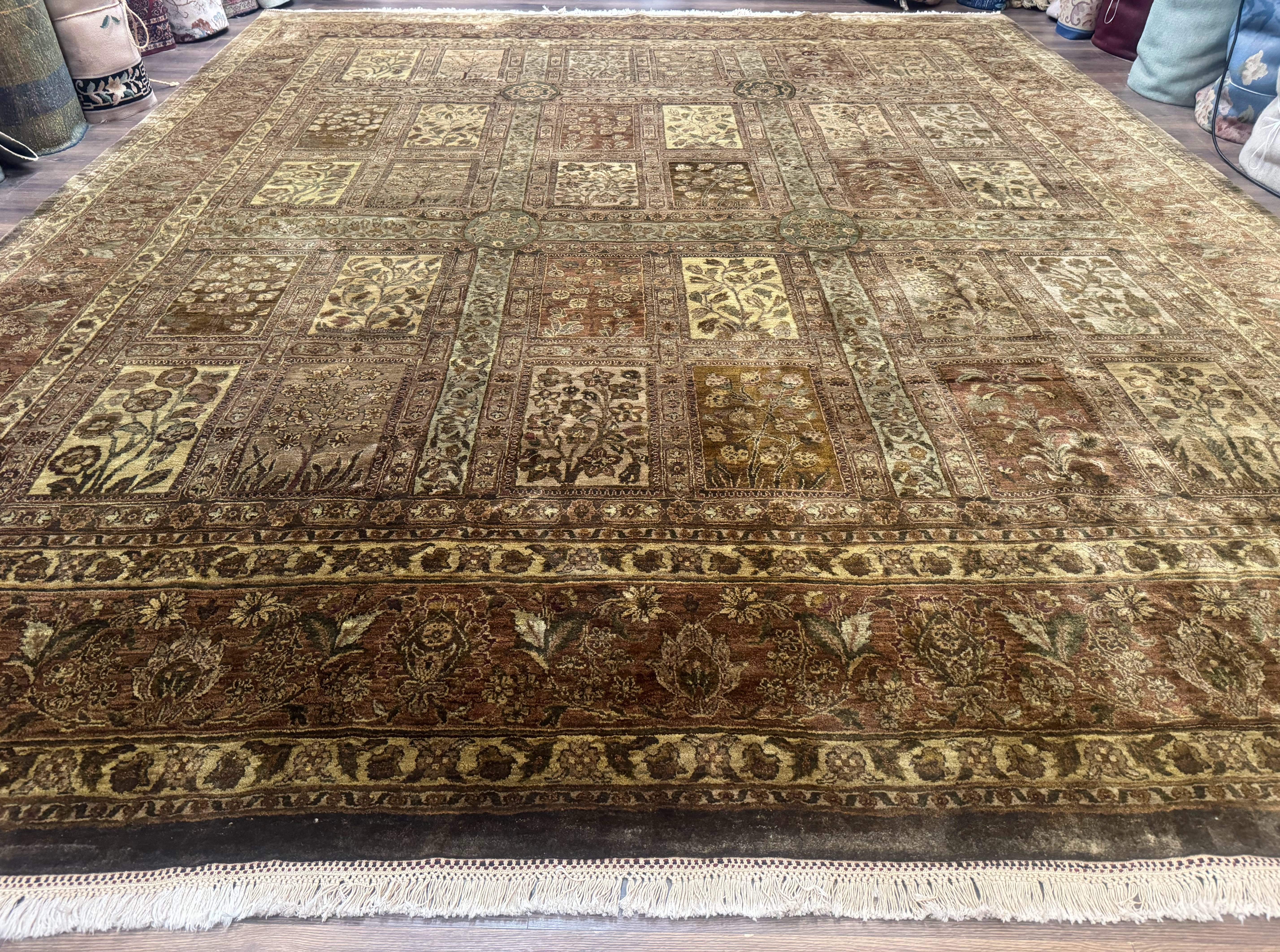 Large Indian Wool Rug 12x14, Wool Handmade Panel Design Carpet, Traditional, Palace Size - Jewel Rugs