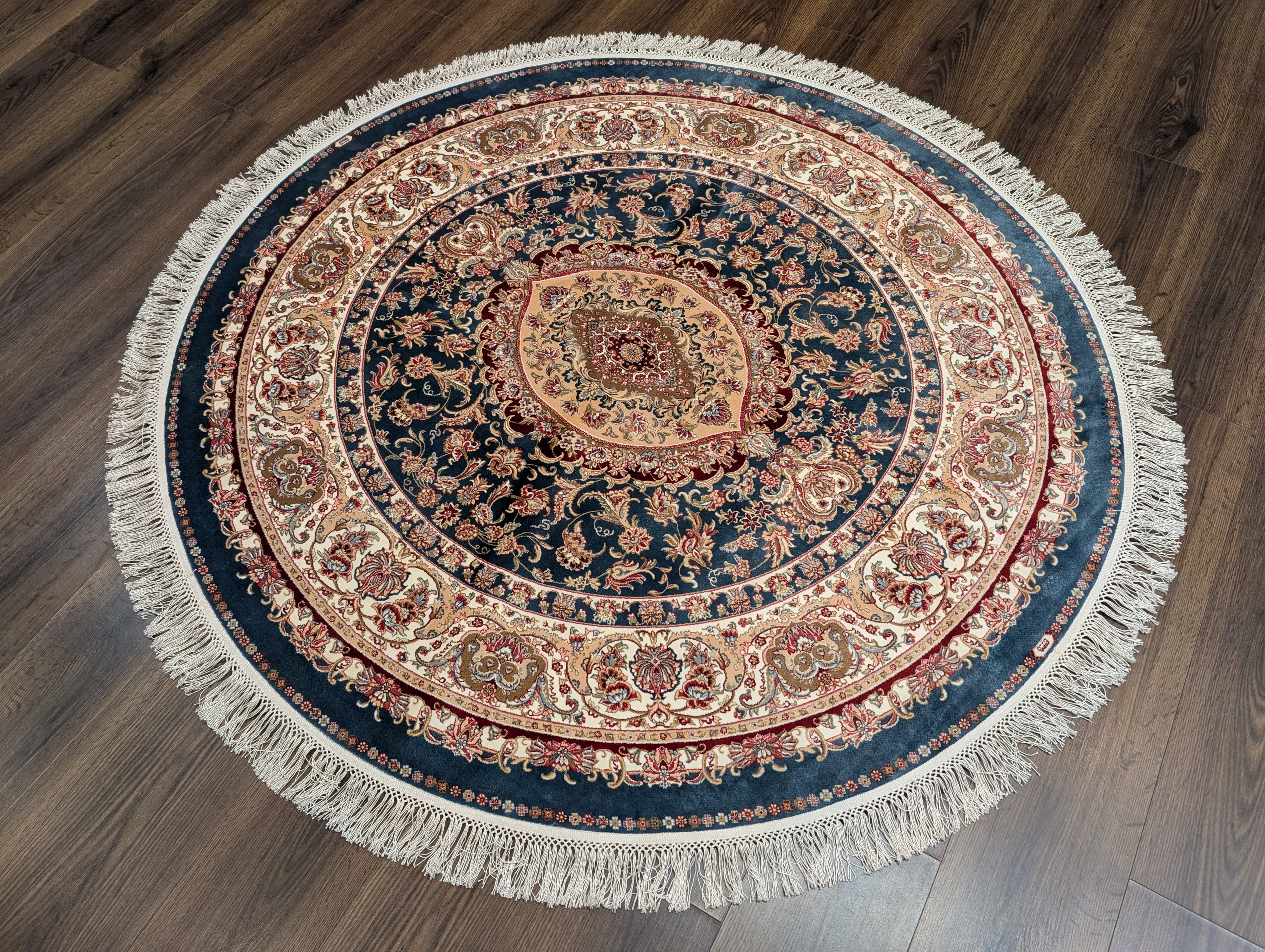 Round Silk Rug 5x5, Silk Oriental Carpet, New, Turkish Silk Rug, Bamboo Silk - Jewel Rugs