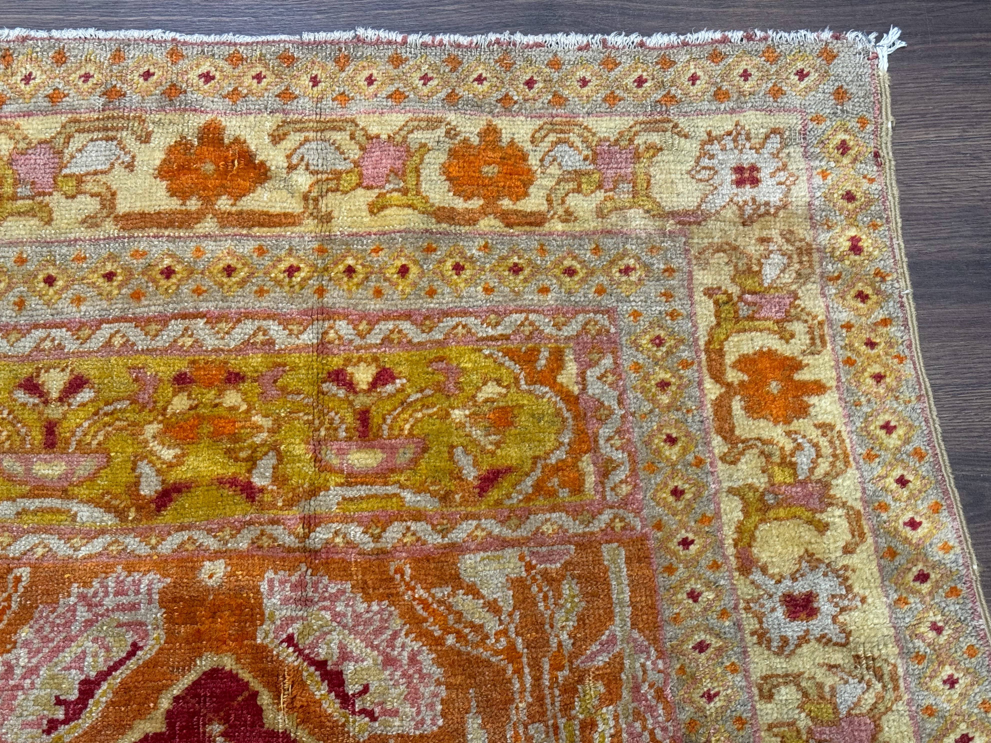 Antique Turkish Prayer Rug 4x6, Red and Golden Mustard, Mihrab Design, Anatolian Carpet - Jewel Rugs