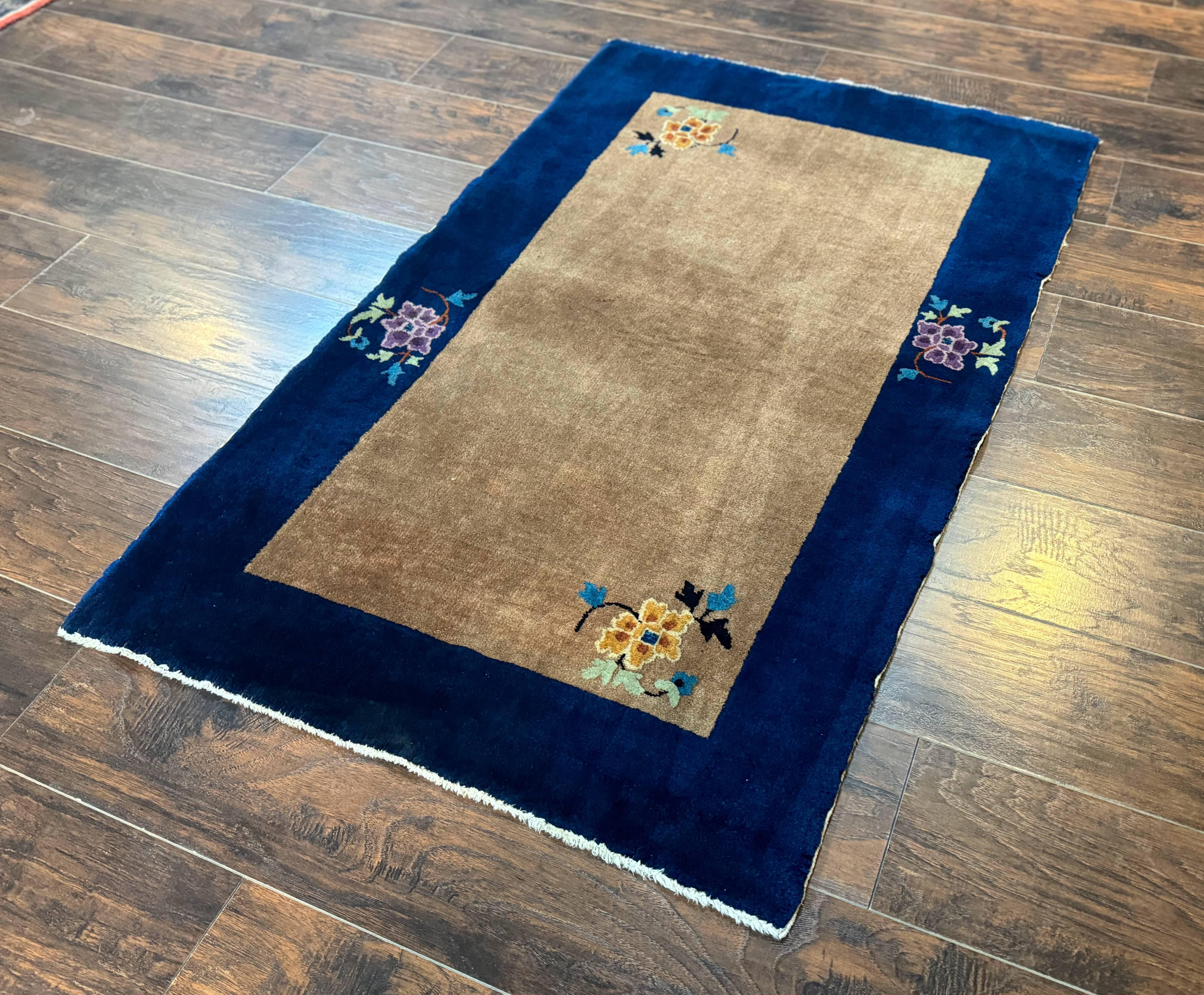 Chinese Rug 3x5, Antique Peking Art Deco Carpet, Simple Design - Jewel Rugs