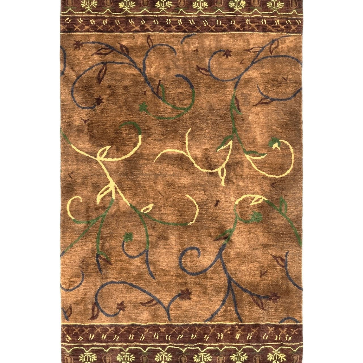 Pottery Barn Rug 5x8, Vintage Hand Tufted Carpet, Wool and Silk, Rust ...