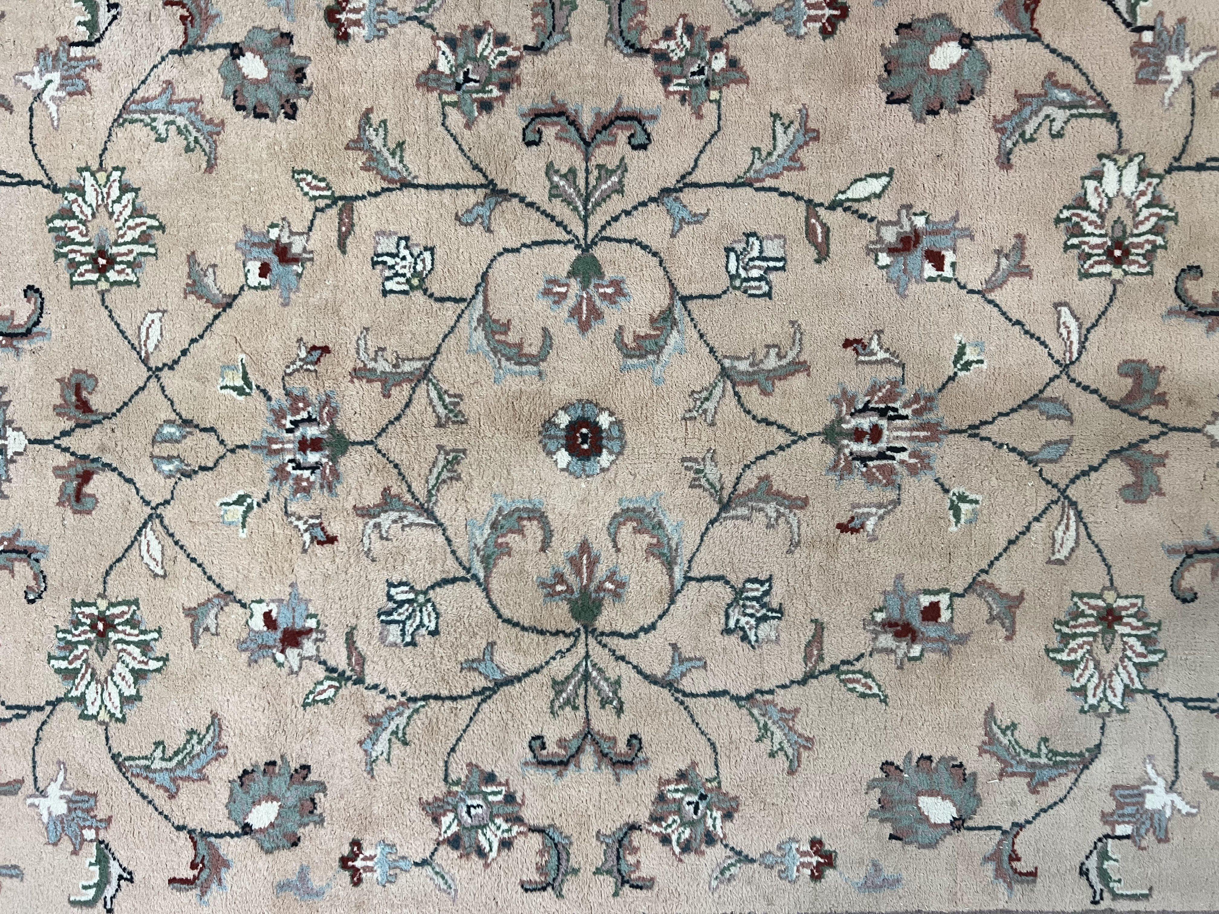 Indo Persian Rug 6x9, Handmade Vintage Wool Carpet, Floral Allover - Jewel Rugs