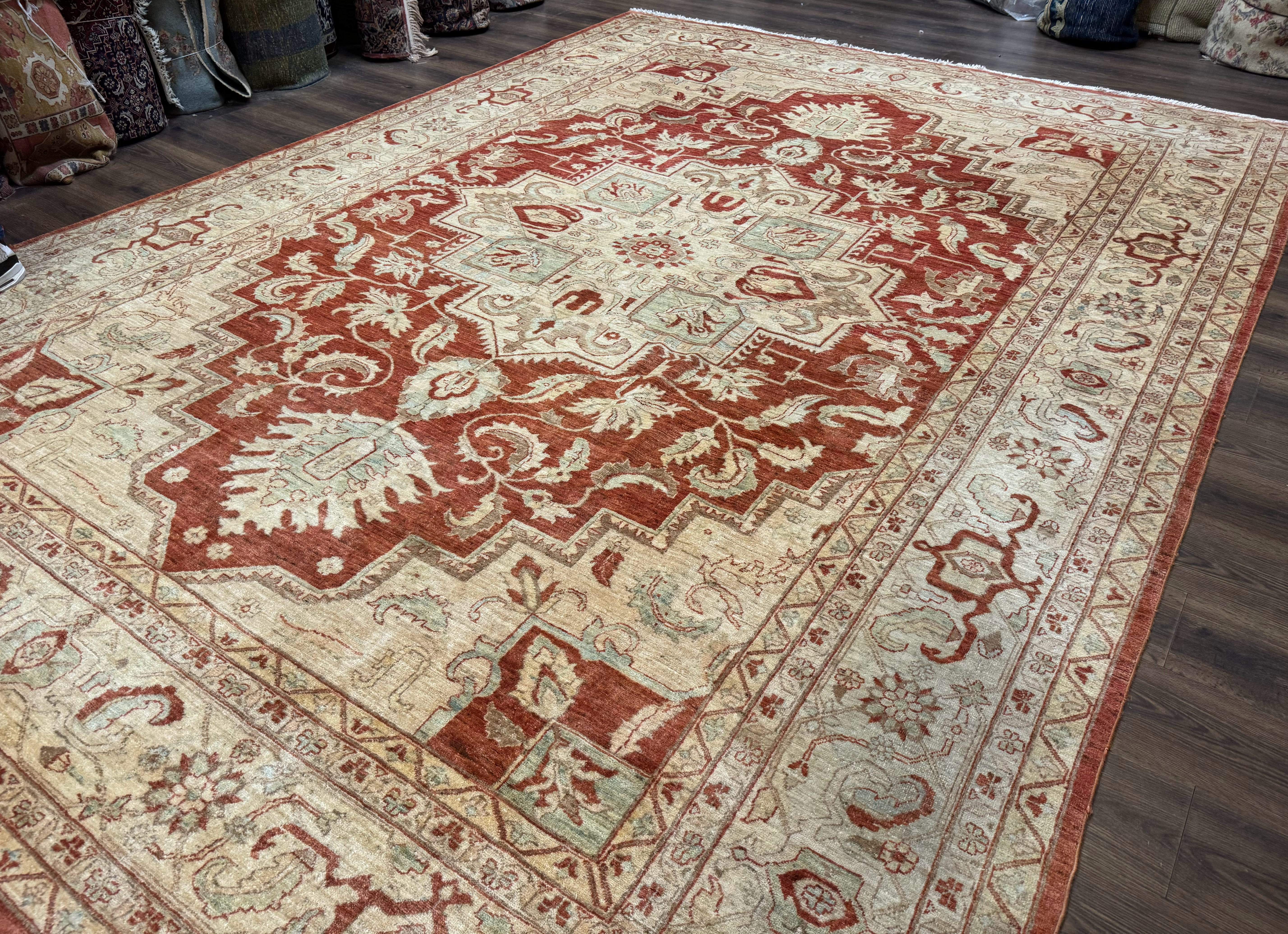 Turkish Heriz Serapi Rug 9x13, Geometric Medallion - Jewel Rugs